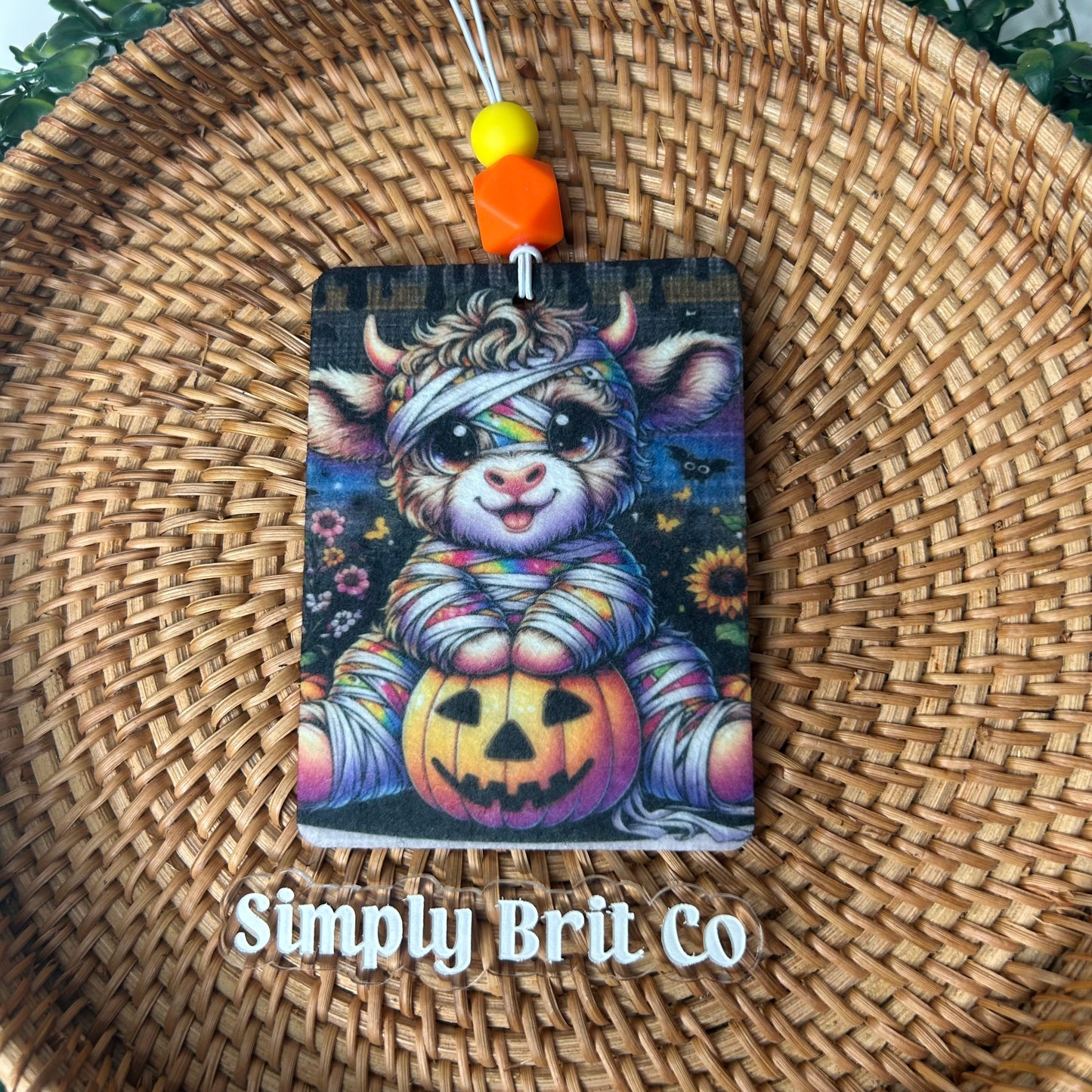Highland Cow Mummy Freshie and Car Coaster | Halloween