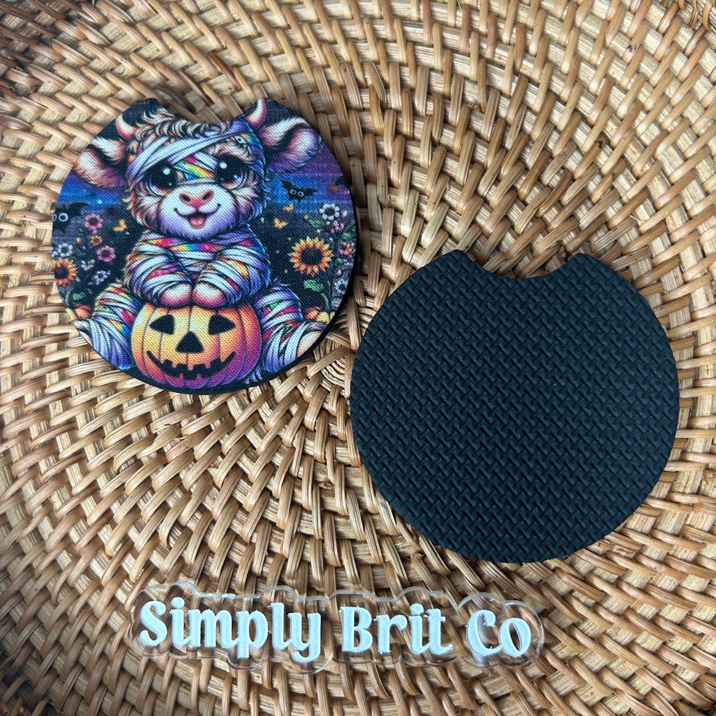 Highland Cow Mummy Freshie and Car Coaster | Halloween