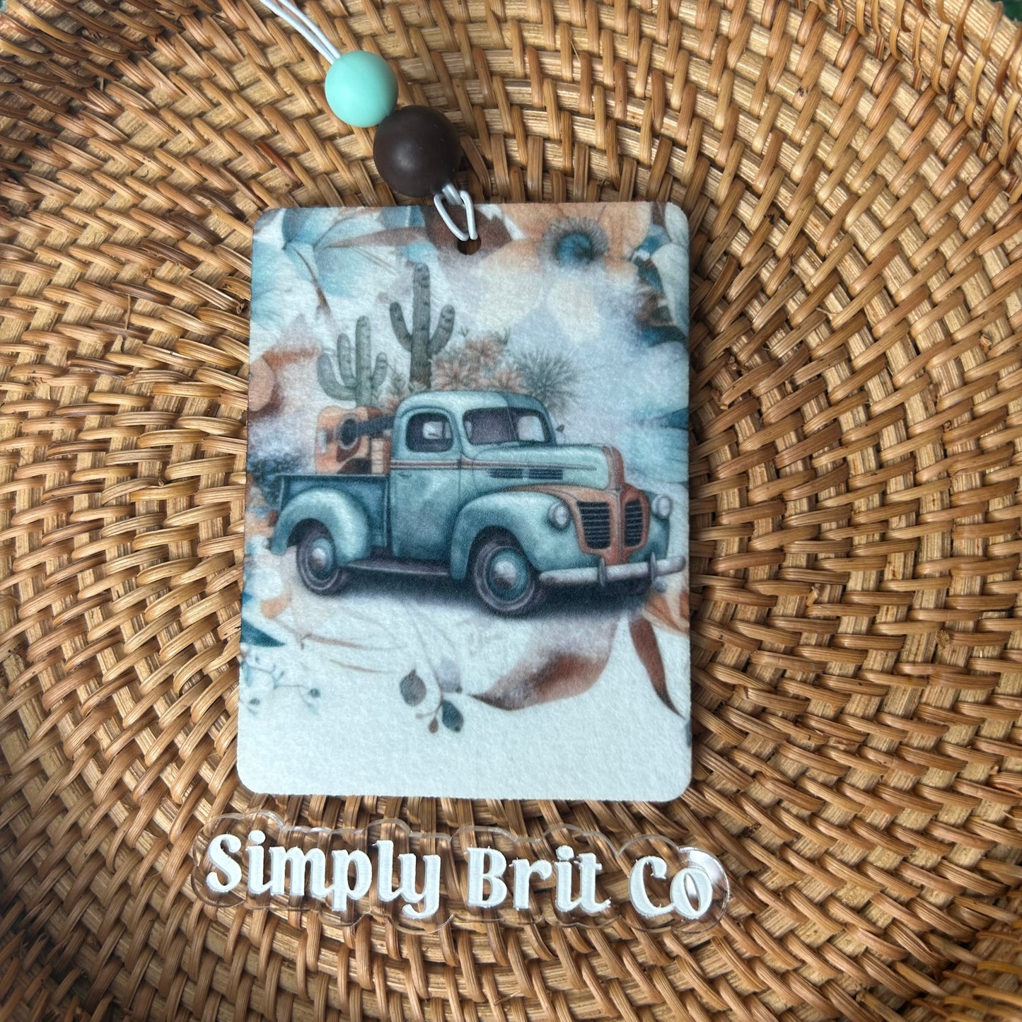 Rustic Blue Truck Freshie and Car Coaster | Fall