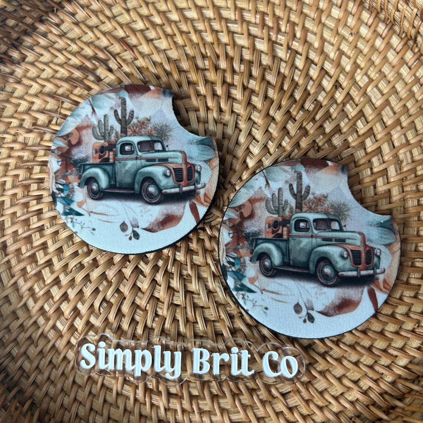 Rustic Blue Truck Freshie and Car Coaster | Fall