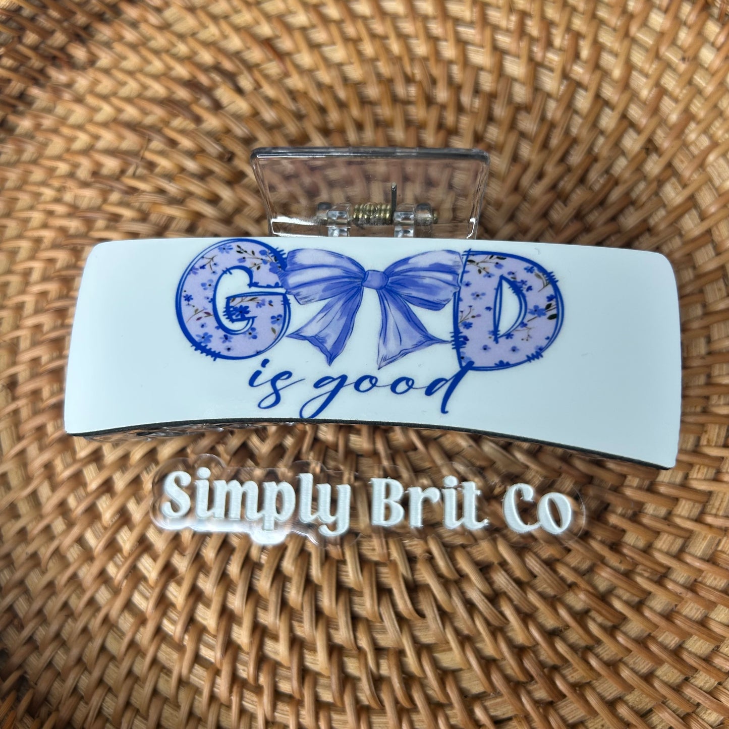 God Is Good Blue Large Claw Clip | Floral
