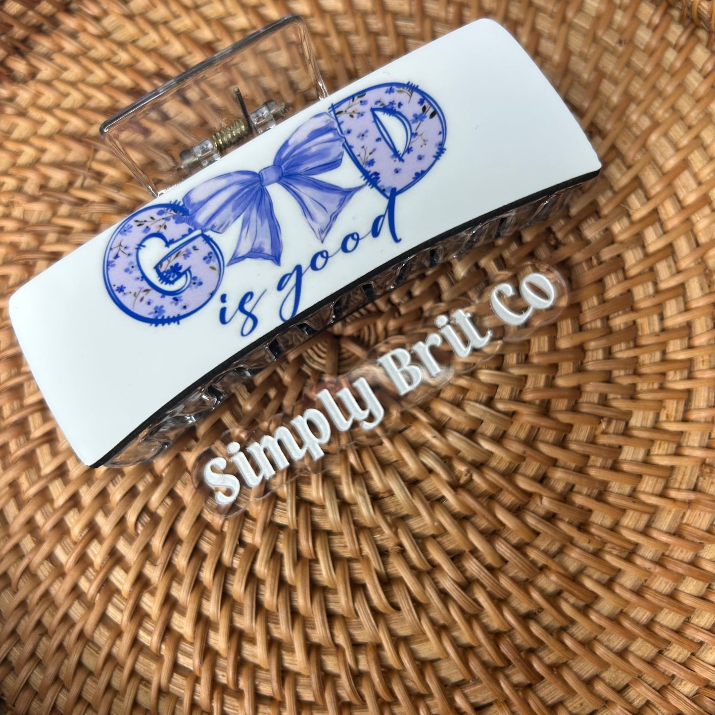 God Is Good Blue Large Claw Clip | Floral