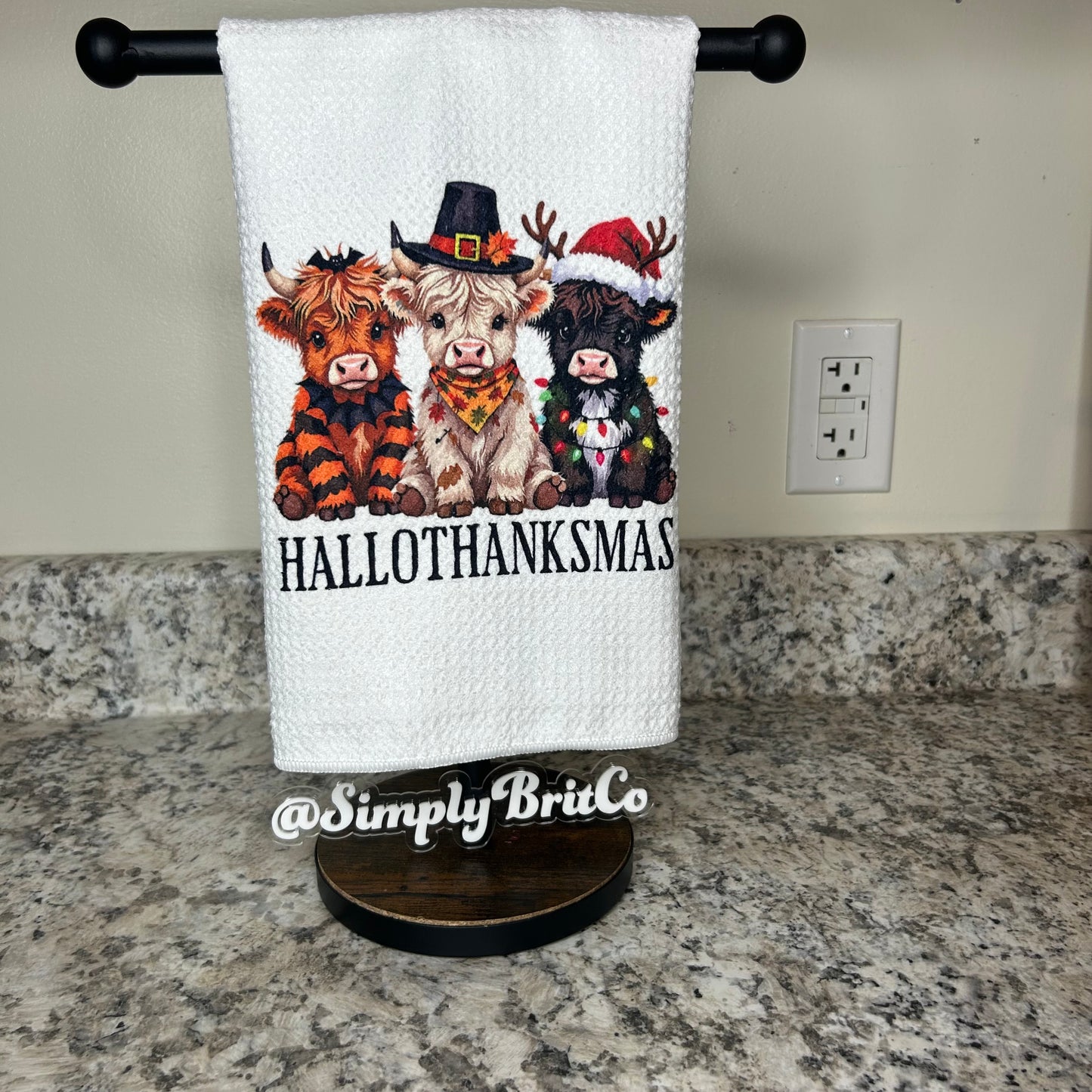 Highland Cow Hallothanksmas Kitchen Towel