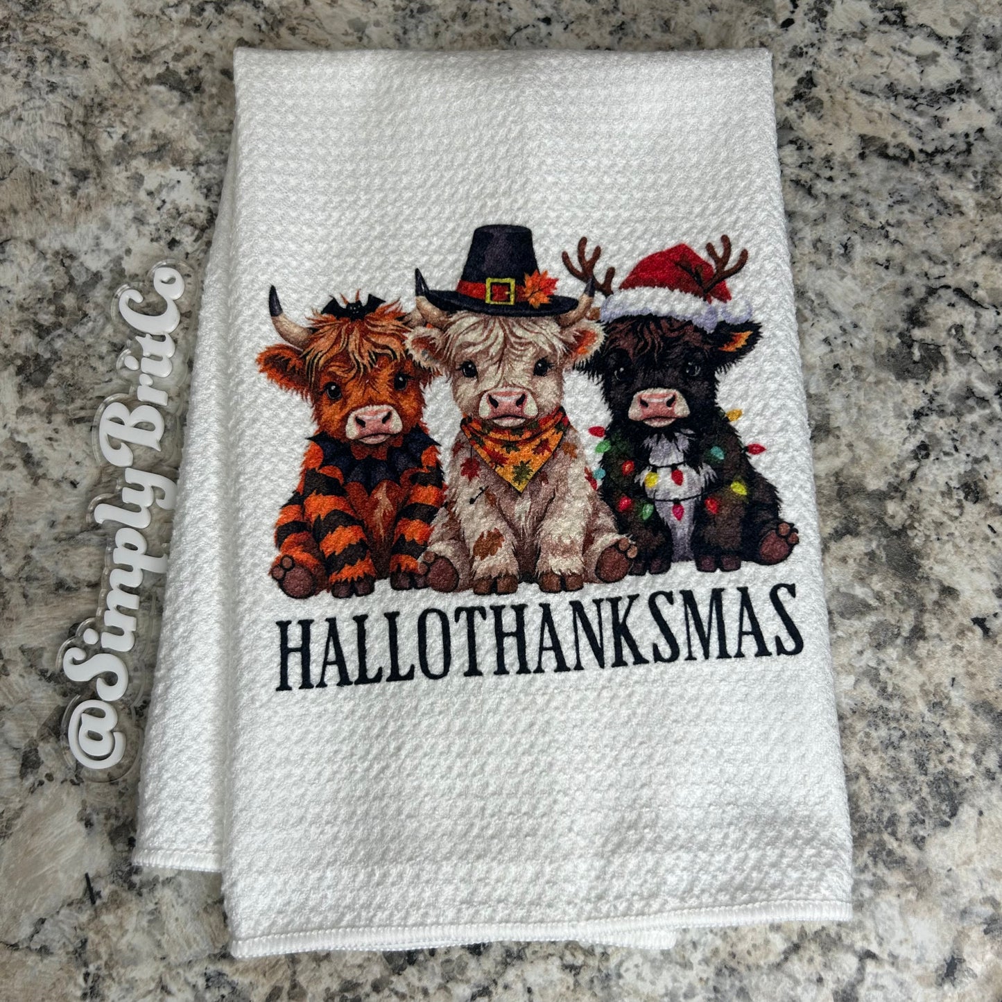 Highland Cow Hallothanksmas Kitchen Towel