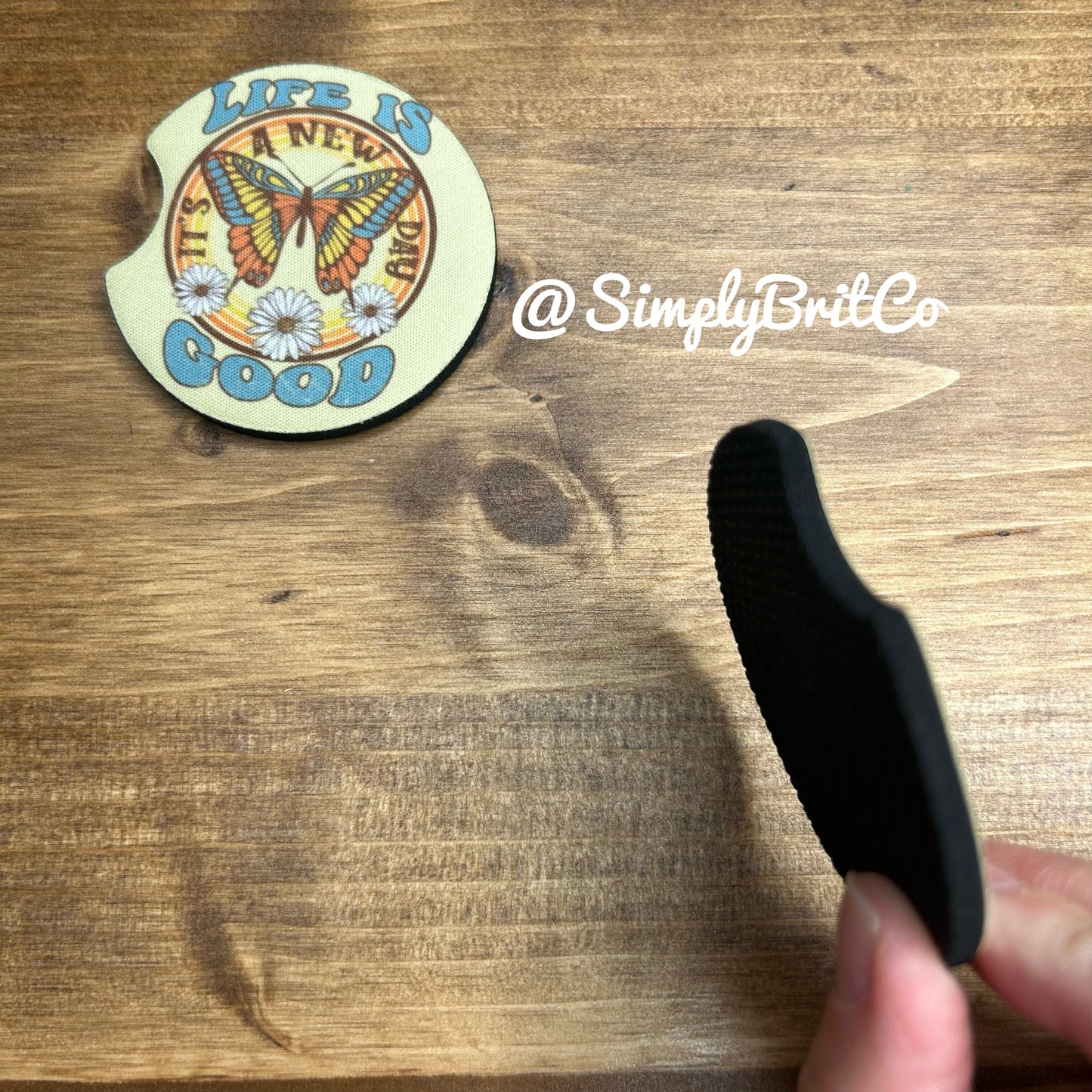 Life is Good Set of 2 Car Coaster | Butterfly