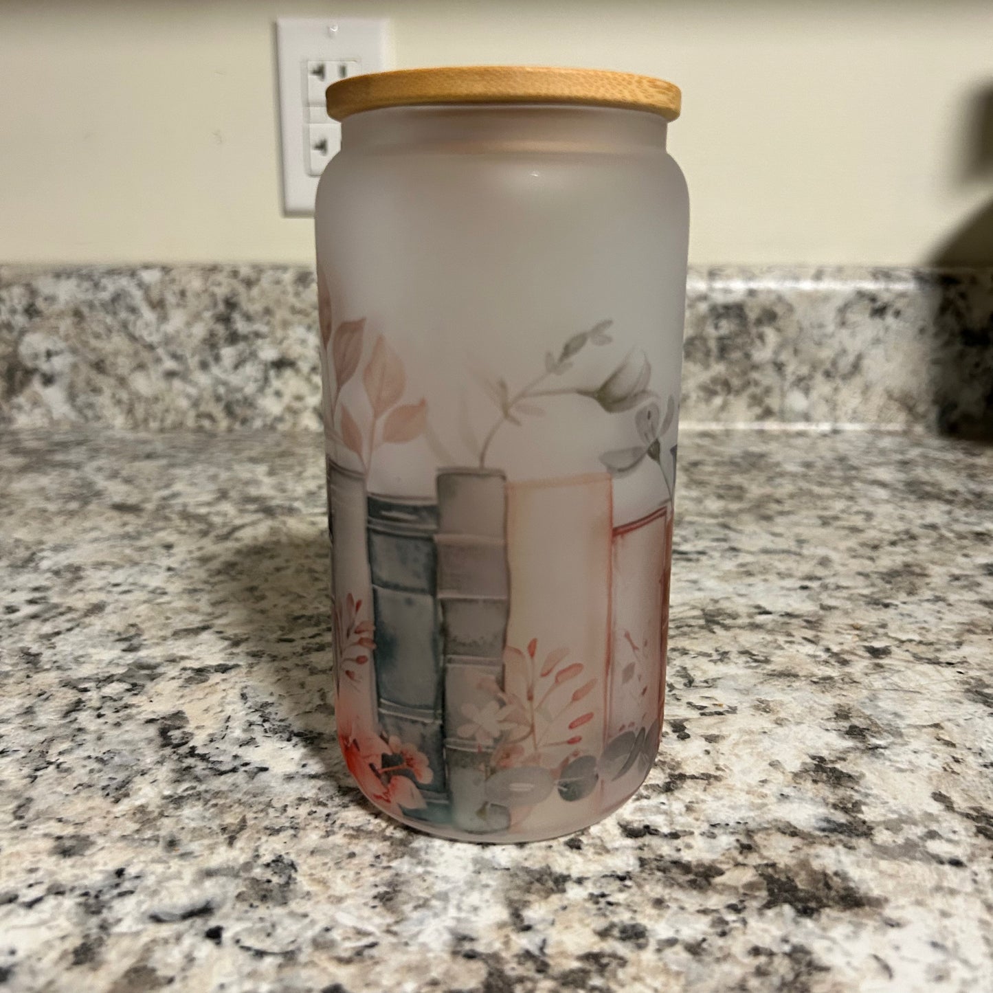 Books and Floral 16oz Libbey Glass