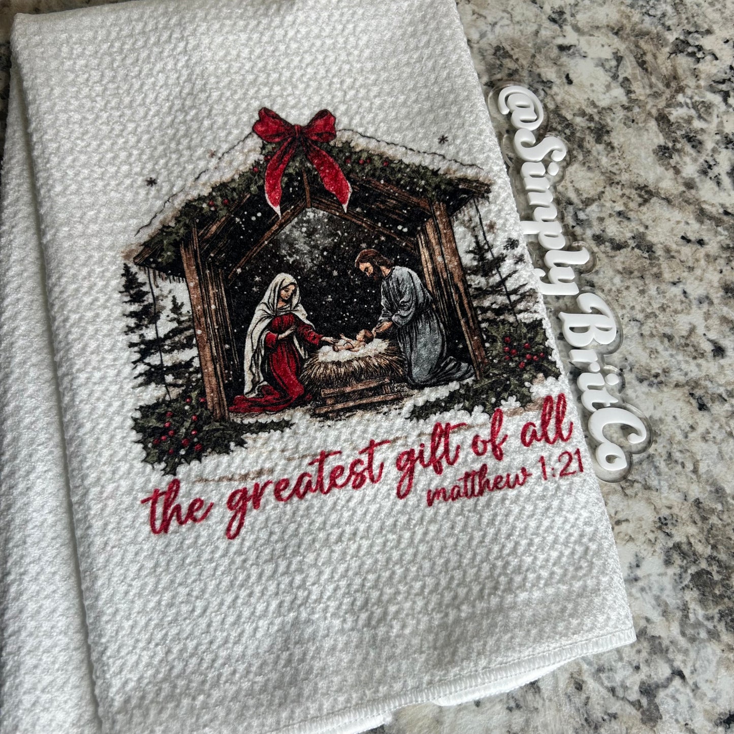Greatest Gift Of All Christmas Kitchen Towel | Religious