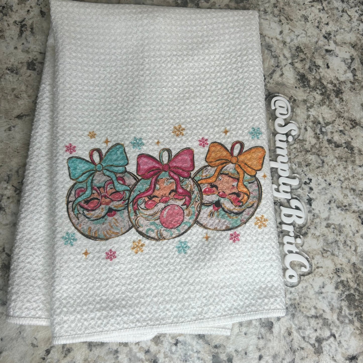 Jolly Santa Ornament Kitchen Towel