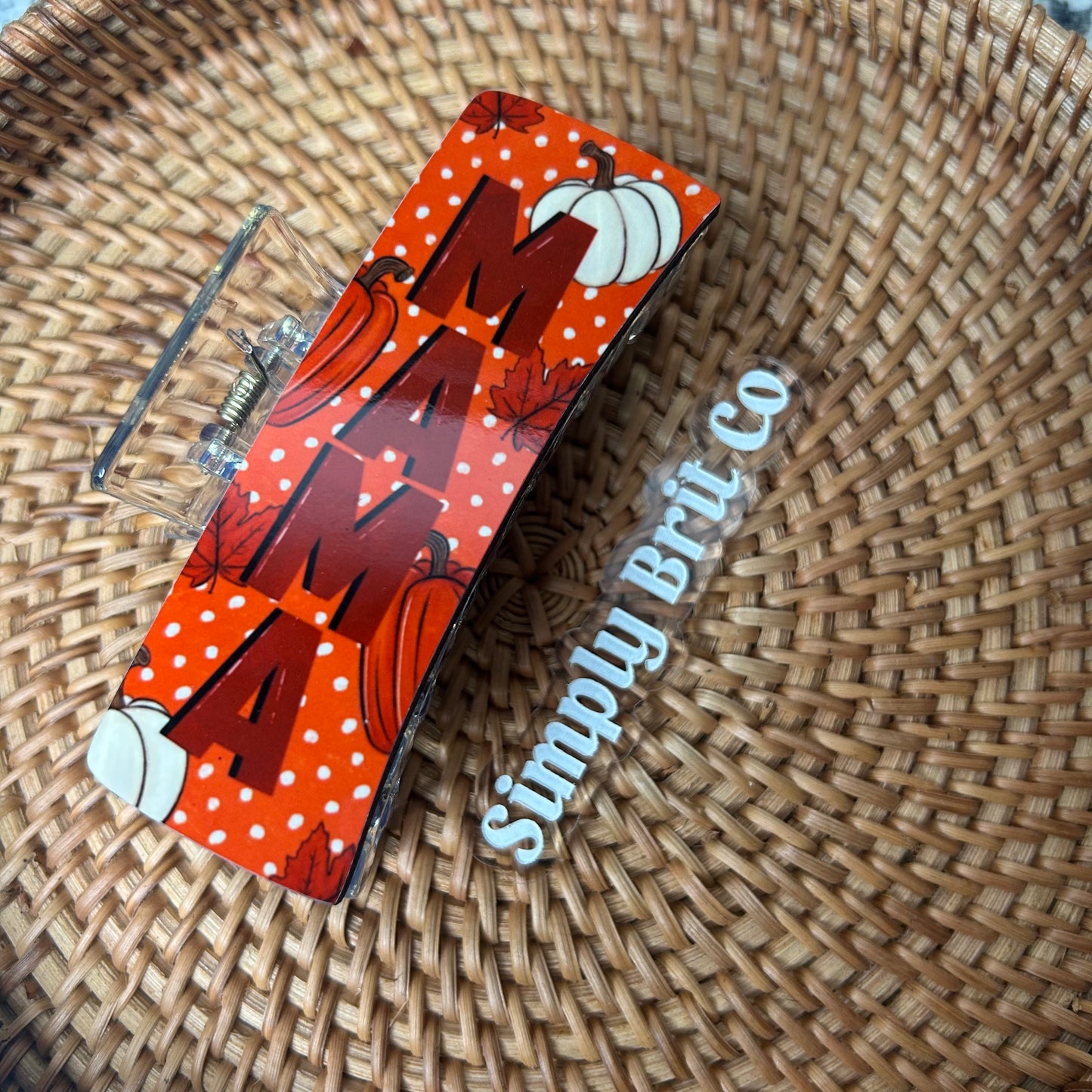 Mama Pumpkin Large Claw Clip