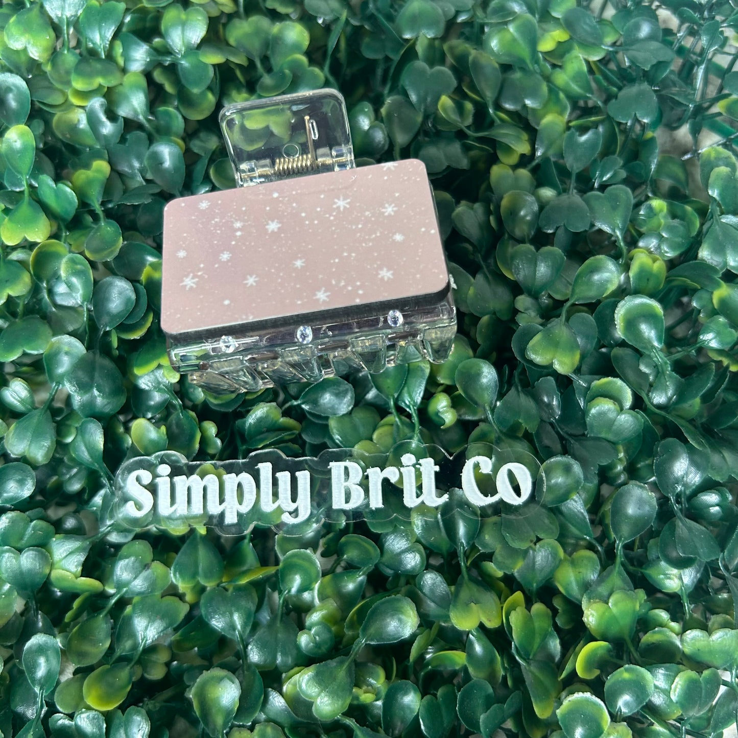 Tan Stars Small Claw Clip