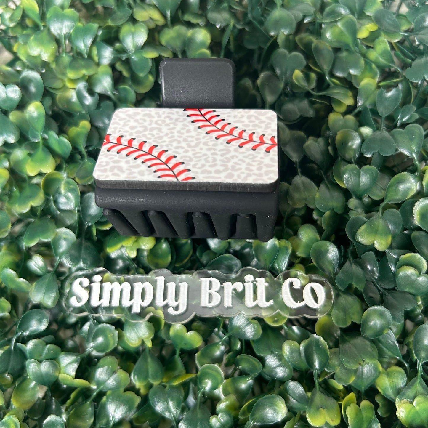 Cheetah Baseball Black Small Claw Clip