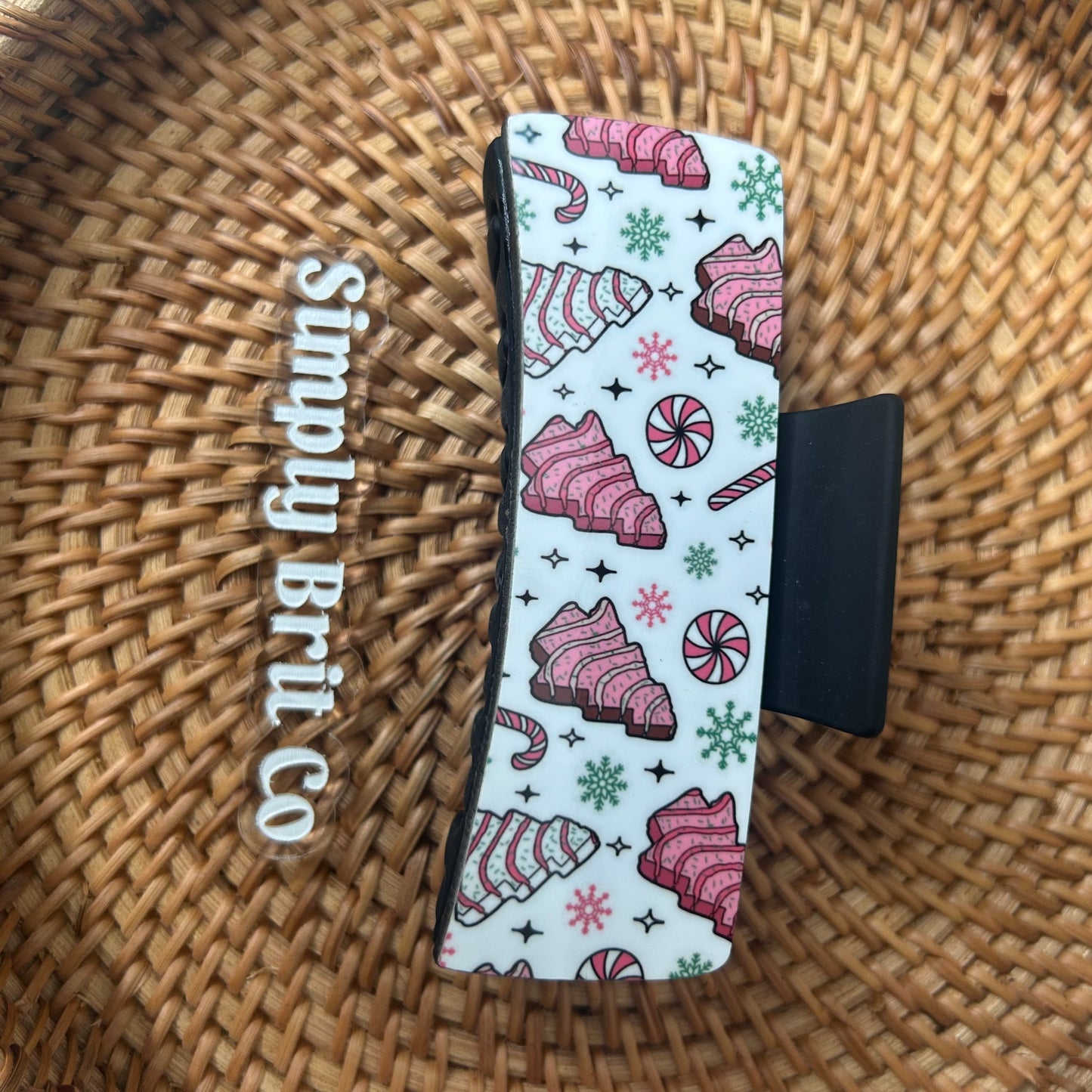 Pink Christmas Candy Land Large Claw Clip