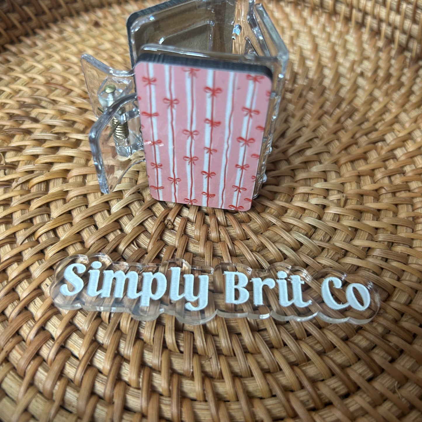 Pink Stripes and Red Bows Small Claw Clip