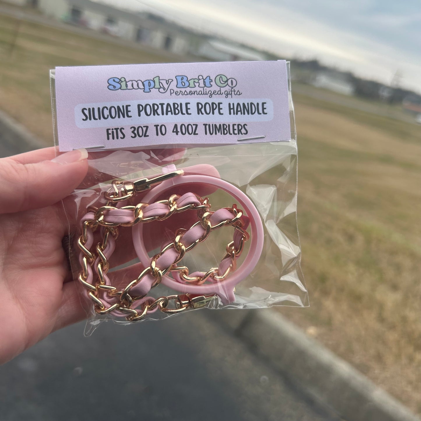 Silicone Rope Handle with Chain Fits 3oz - 40oz Tumblers