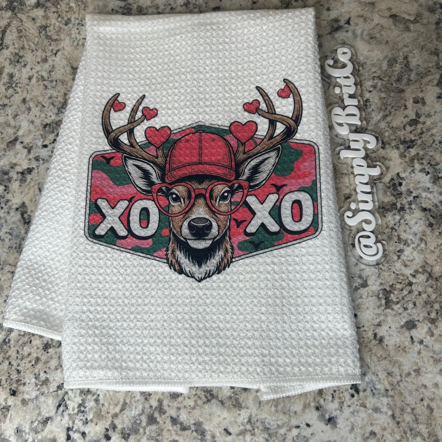 XOXO Camo Deer Kitchen Towel