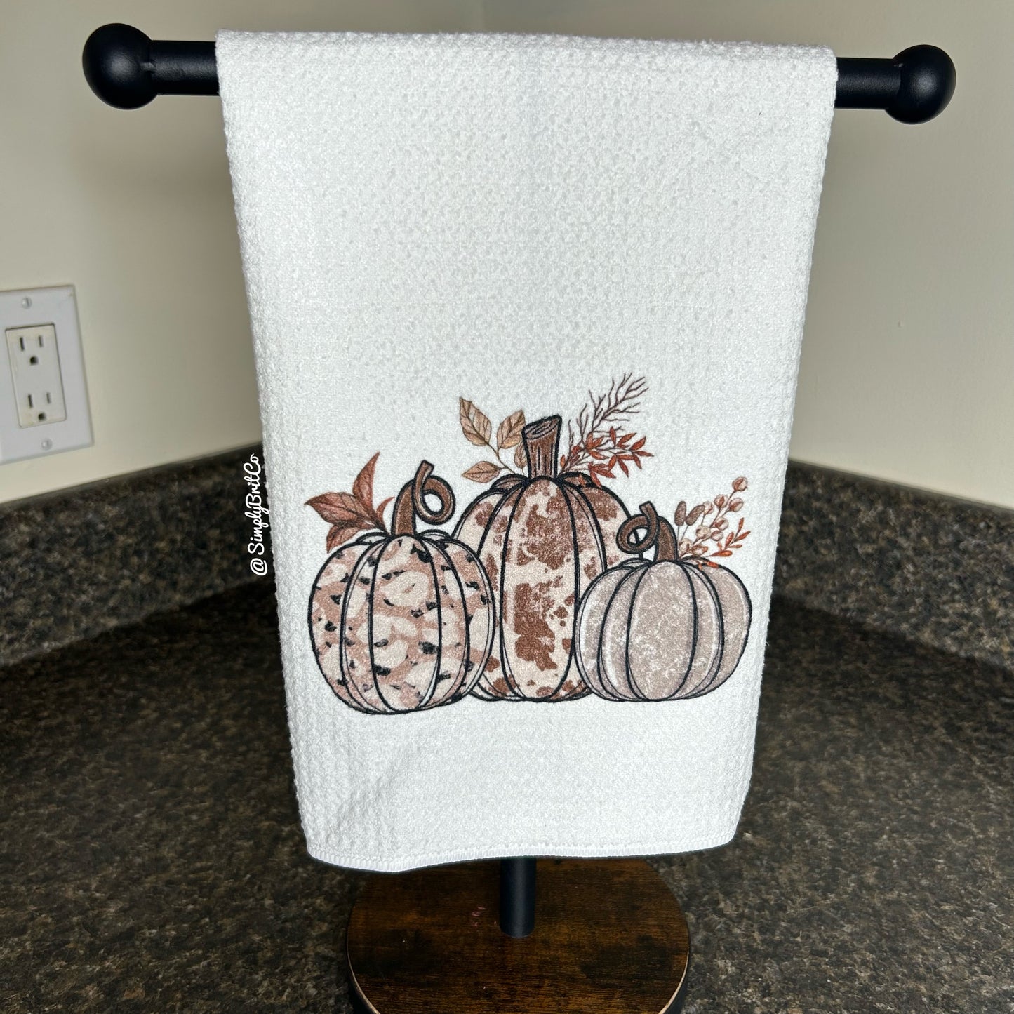 Cow Print Pumpkins Fall Kitchen Towel | Farm Style
