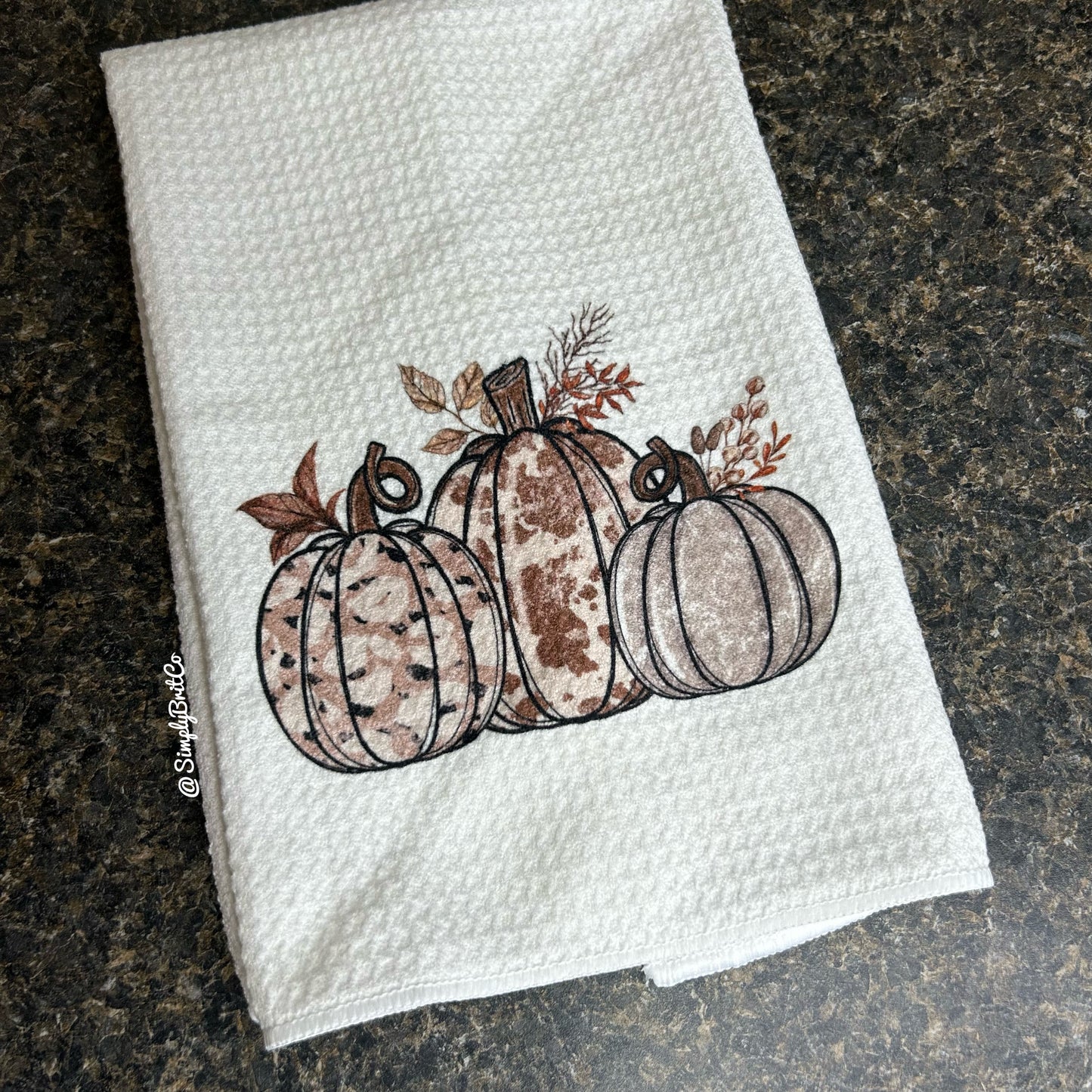 Cow Print Pumpkins Fall Kitchen Towel | Farm Style