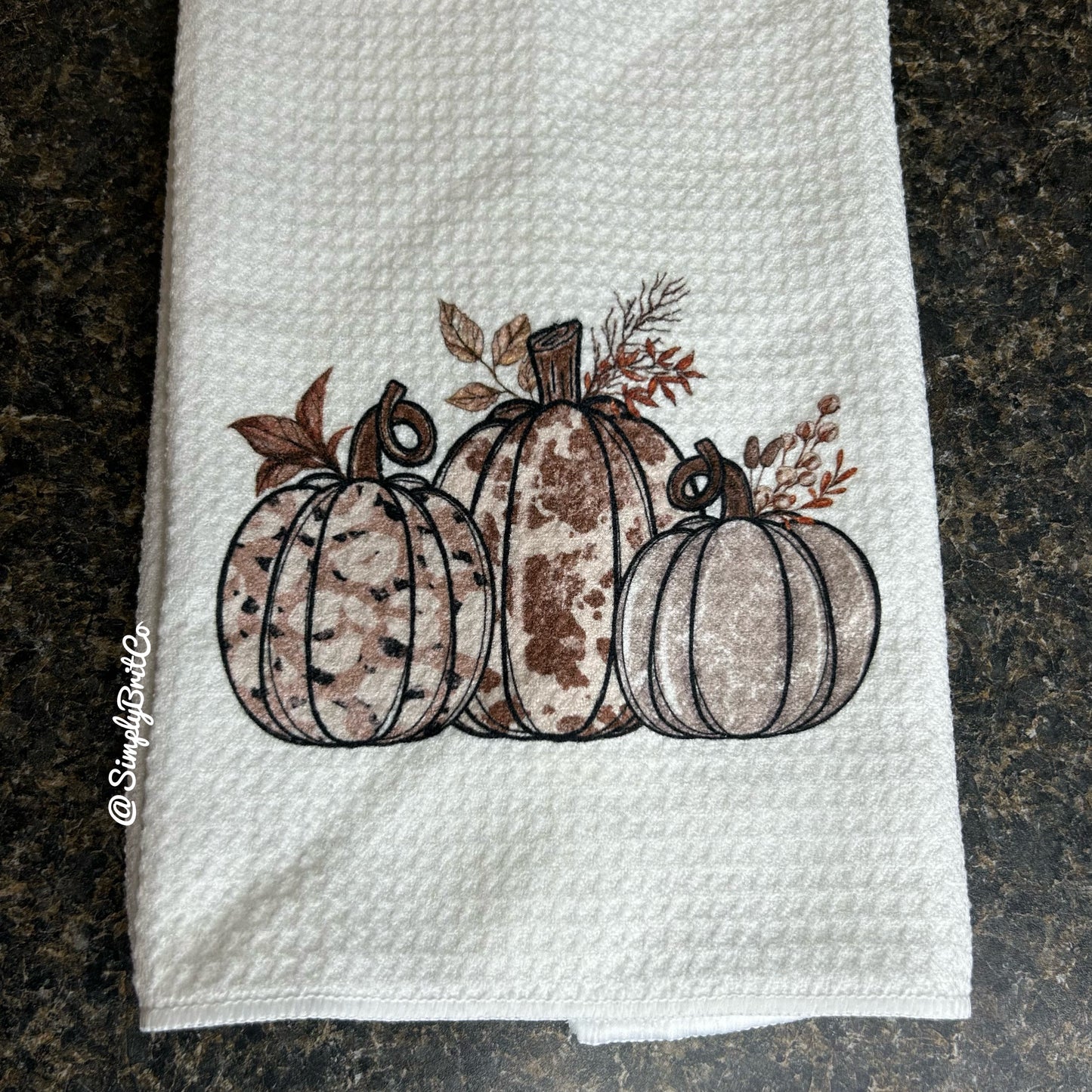 Cow Print Pumpkins Fall Kitchen Towel | Farm Style