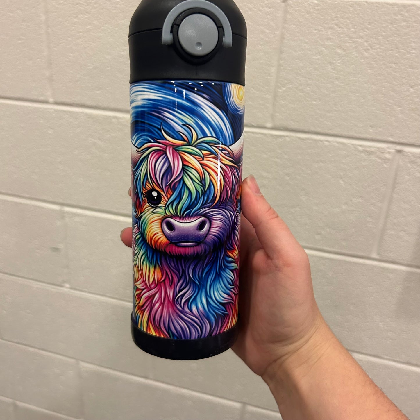 Multi Colored Highland Cow Kids 12oz Tumbler