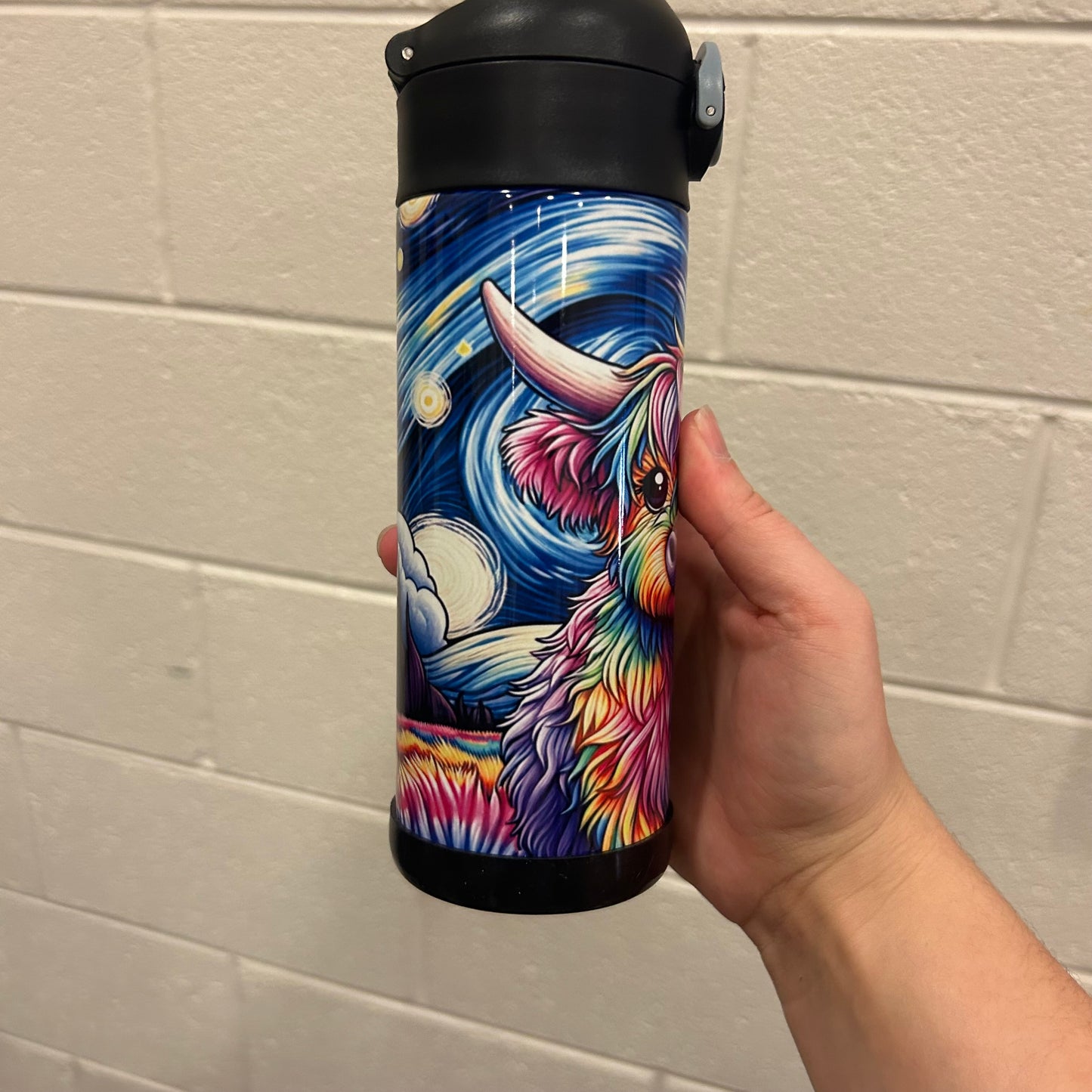Multi Colored Highland Cow Kids 12oz Tumbler