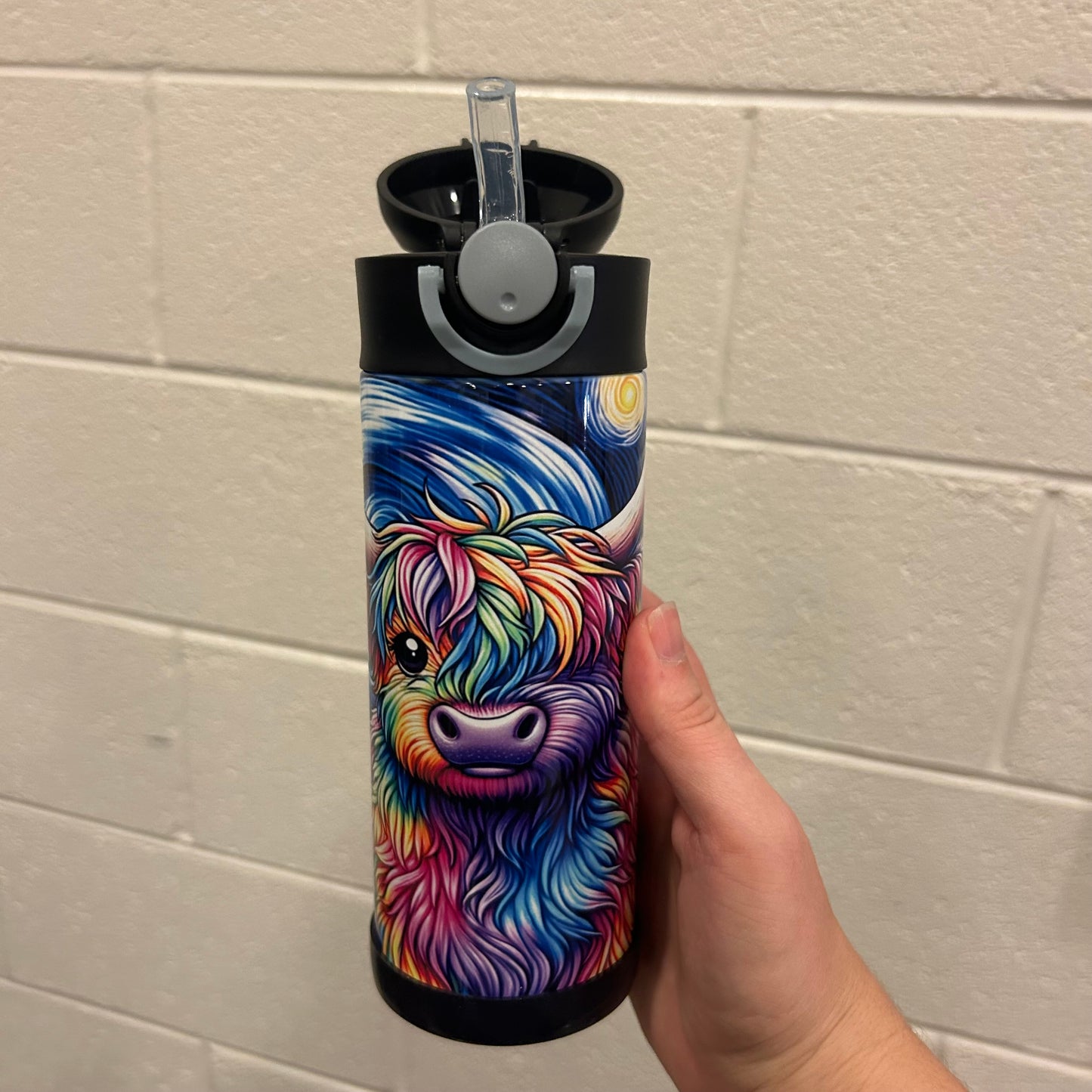 Multi Colored Highland Cow Kids 12oz Tumbler