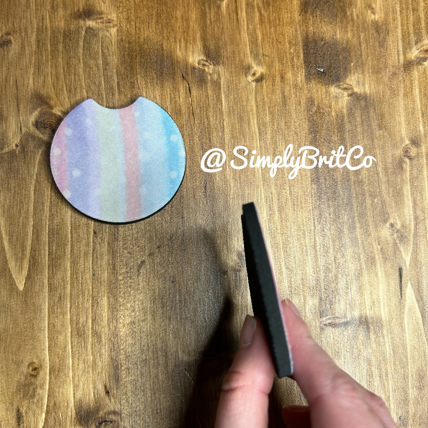 Pastel Watercolor Lines and Dots Set of 2 Car Coaster