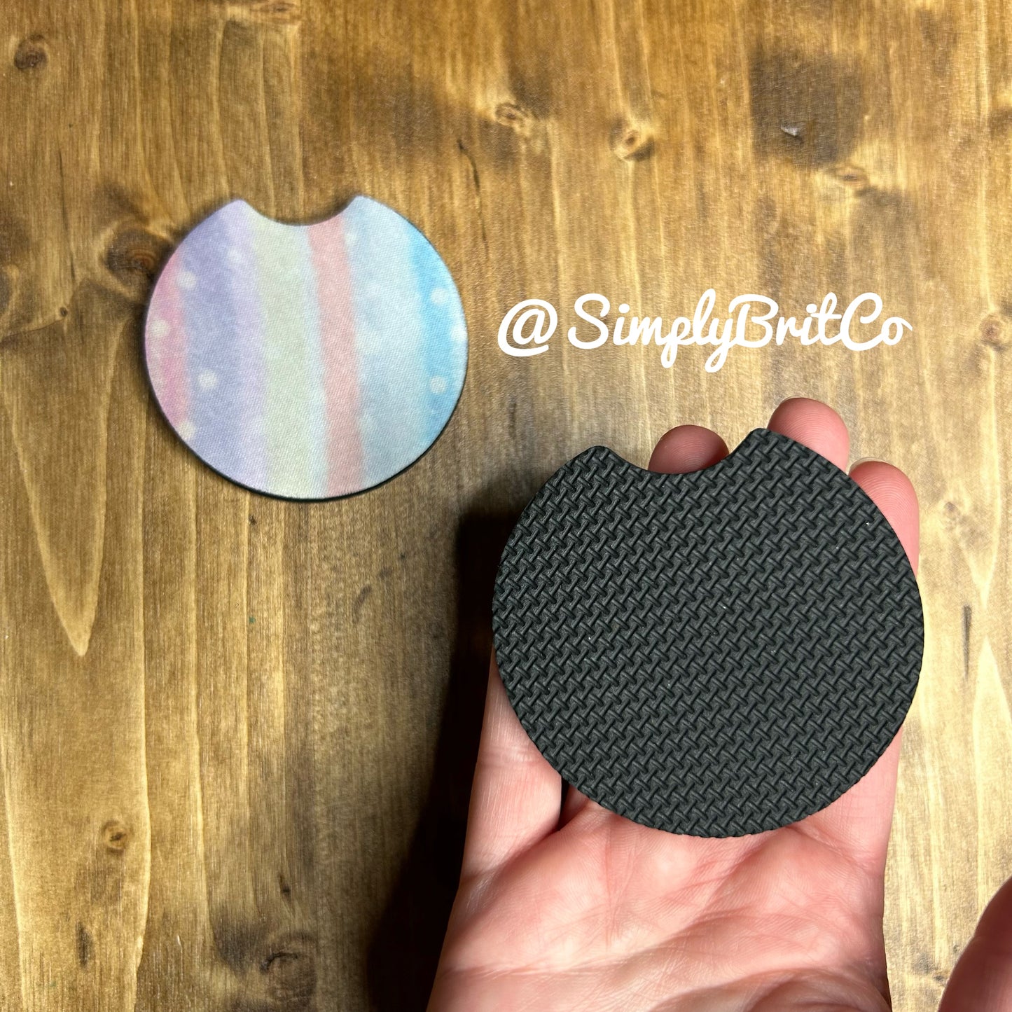 Pastel Watercolor Lines and Dots Set of 2 Car Coaster