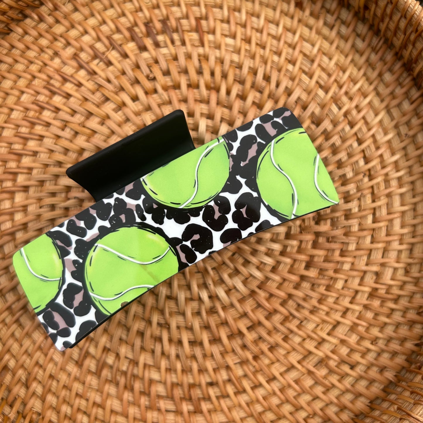 Tennis Large Claw Clip | Cheetah Background
