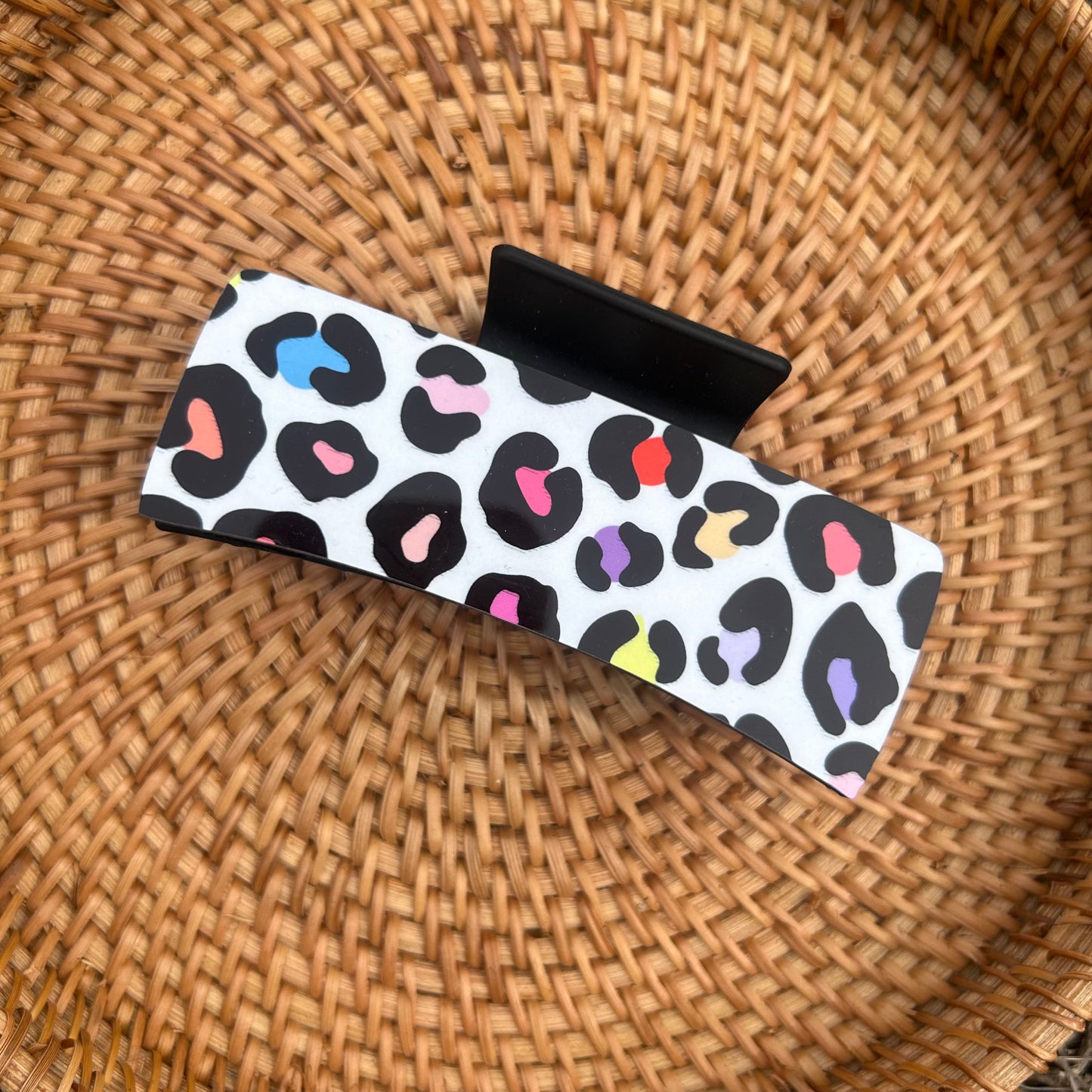 Multi Colored Large Cheetah Claw Clip