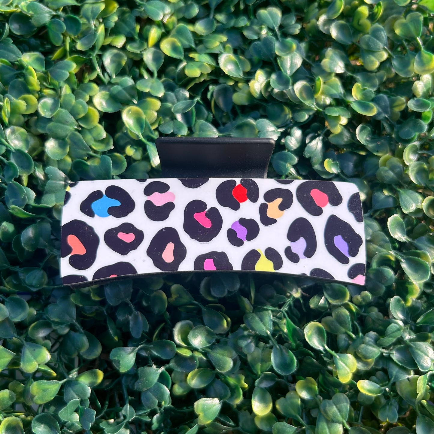 Multi Colored Large Cheetah Claw Clip