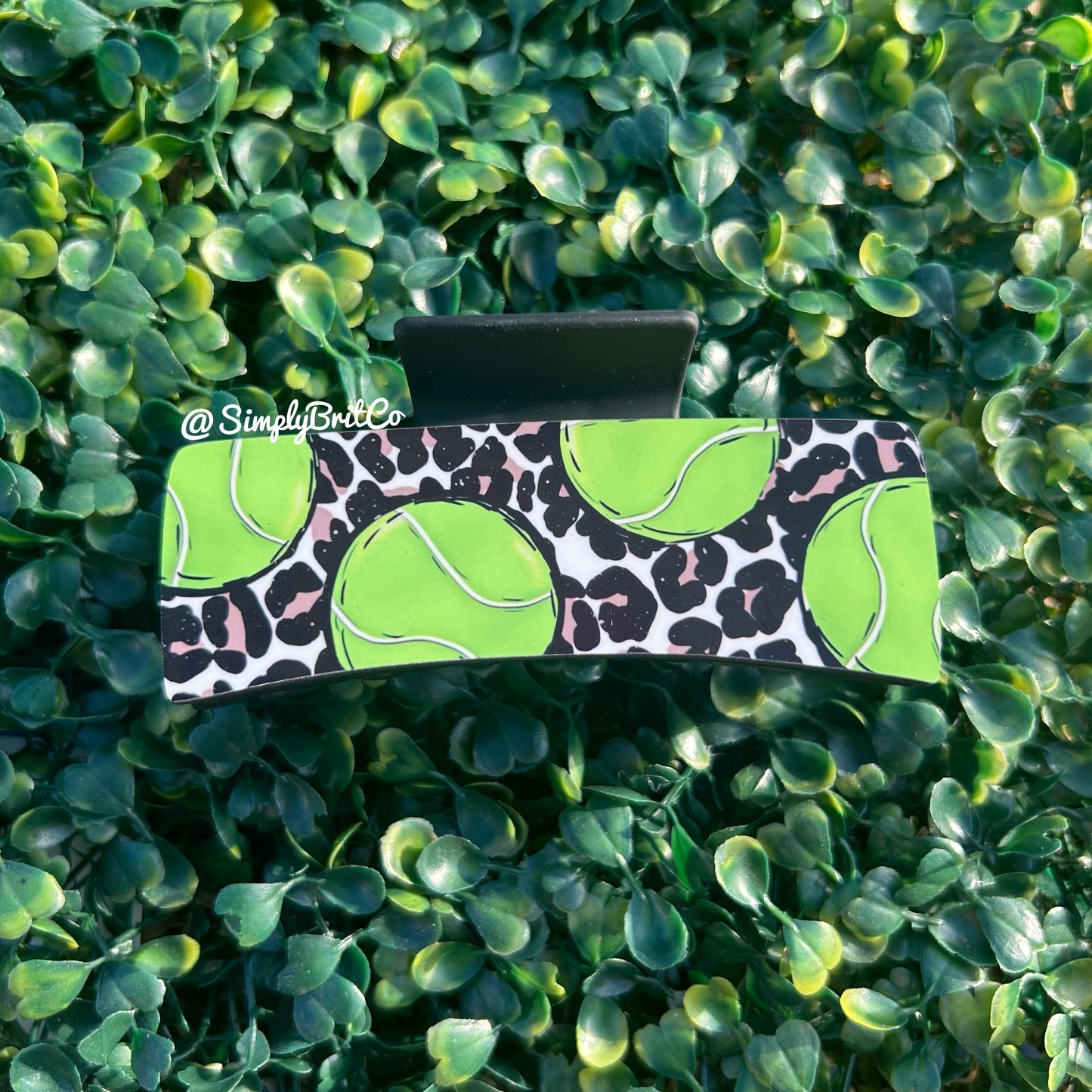 Tennis Large Claw Clip | Cheetah Background