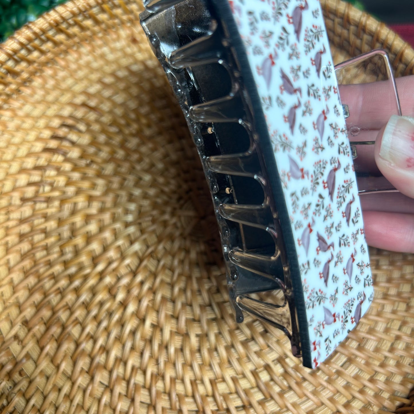 Goose and Floral Large Claw Clip