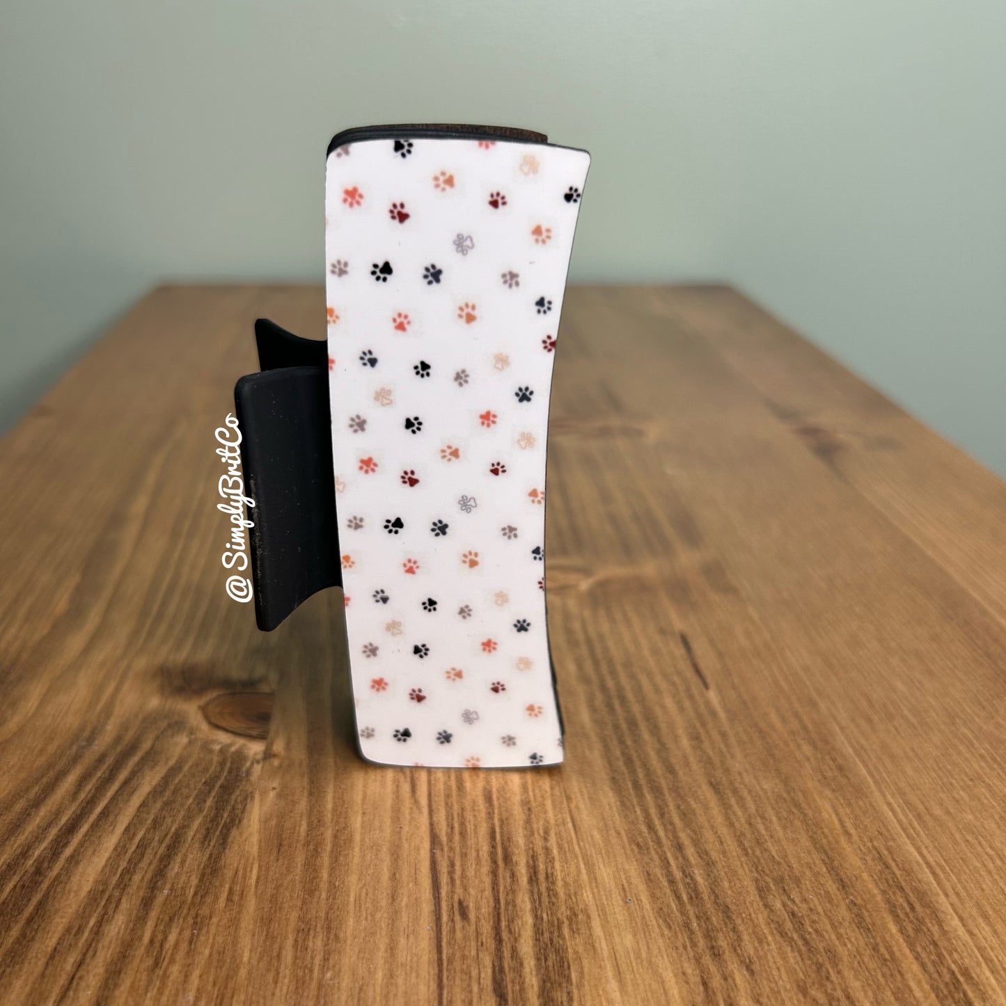 Neutral Paw Print Large Claw Clip