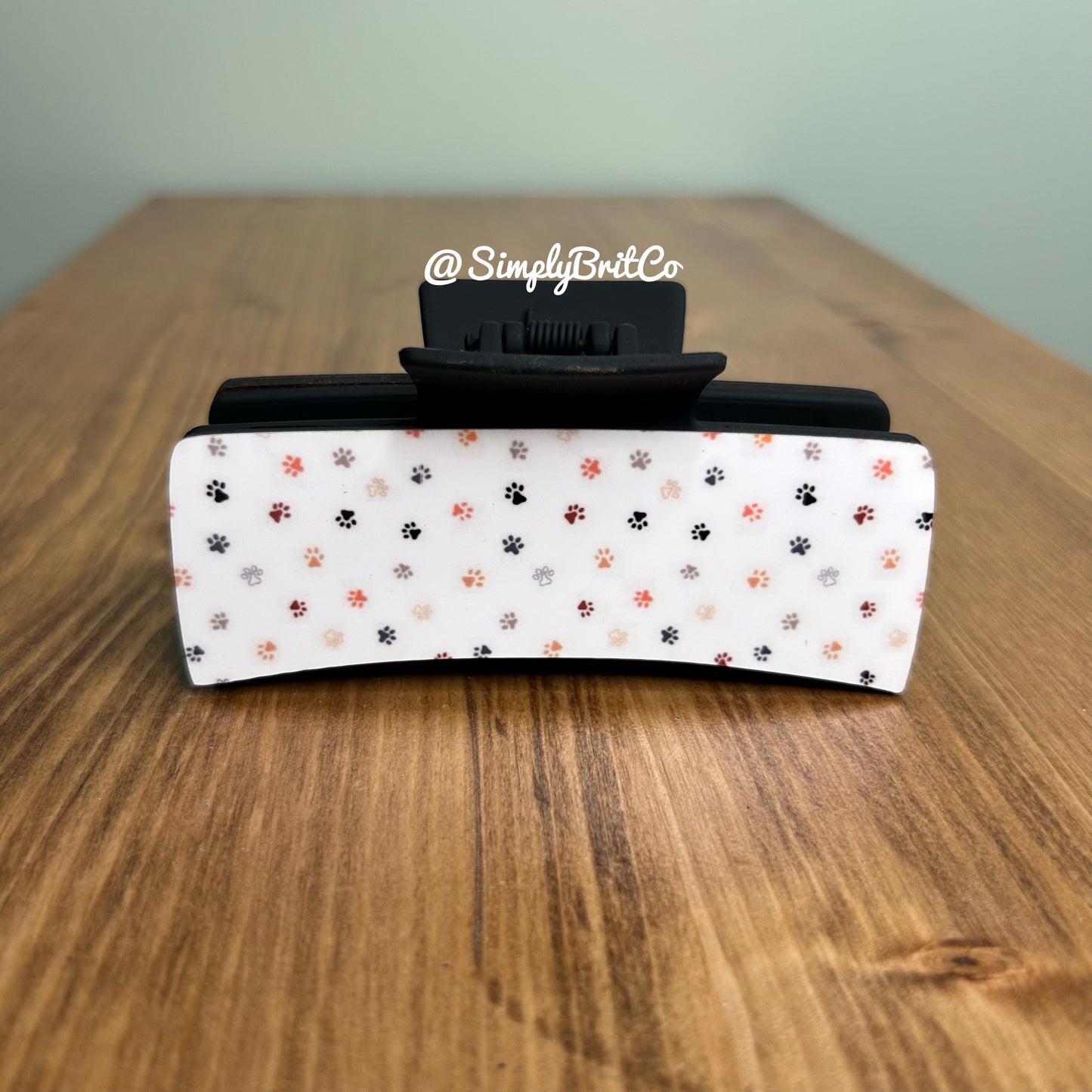Neutral Paw Print Large Claw Clip