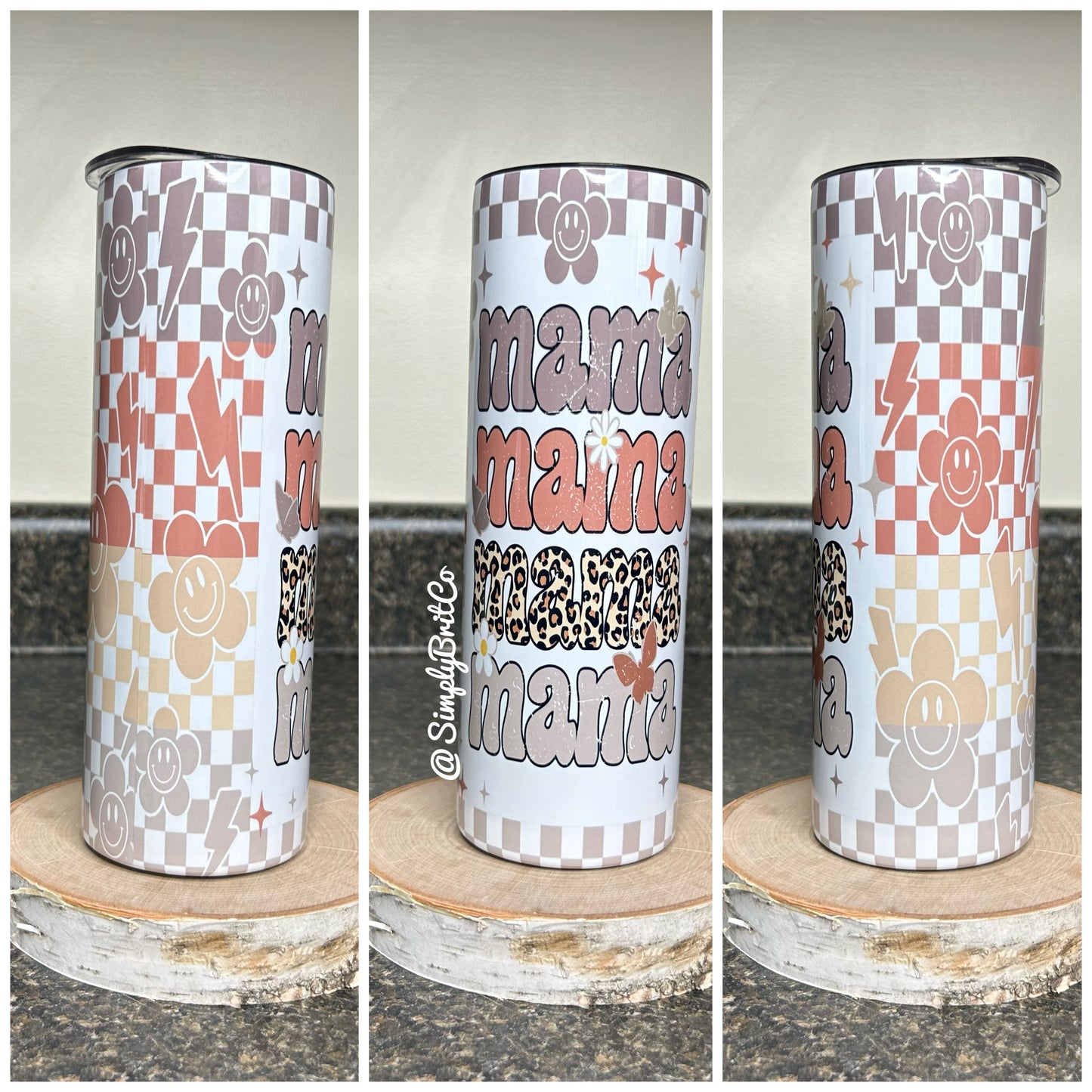 Mama 20oz Tumbler | Checkered Neutral