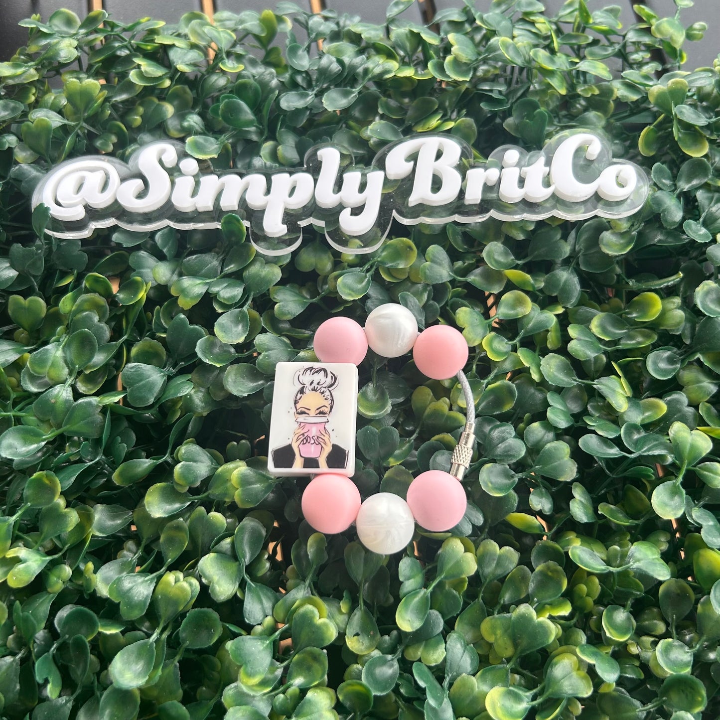 Girl Boss Bun Pink Tumbler Charm | Handle Accessory