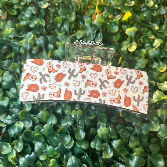 Cowboy Valentine Claw Clip