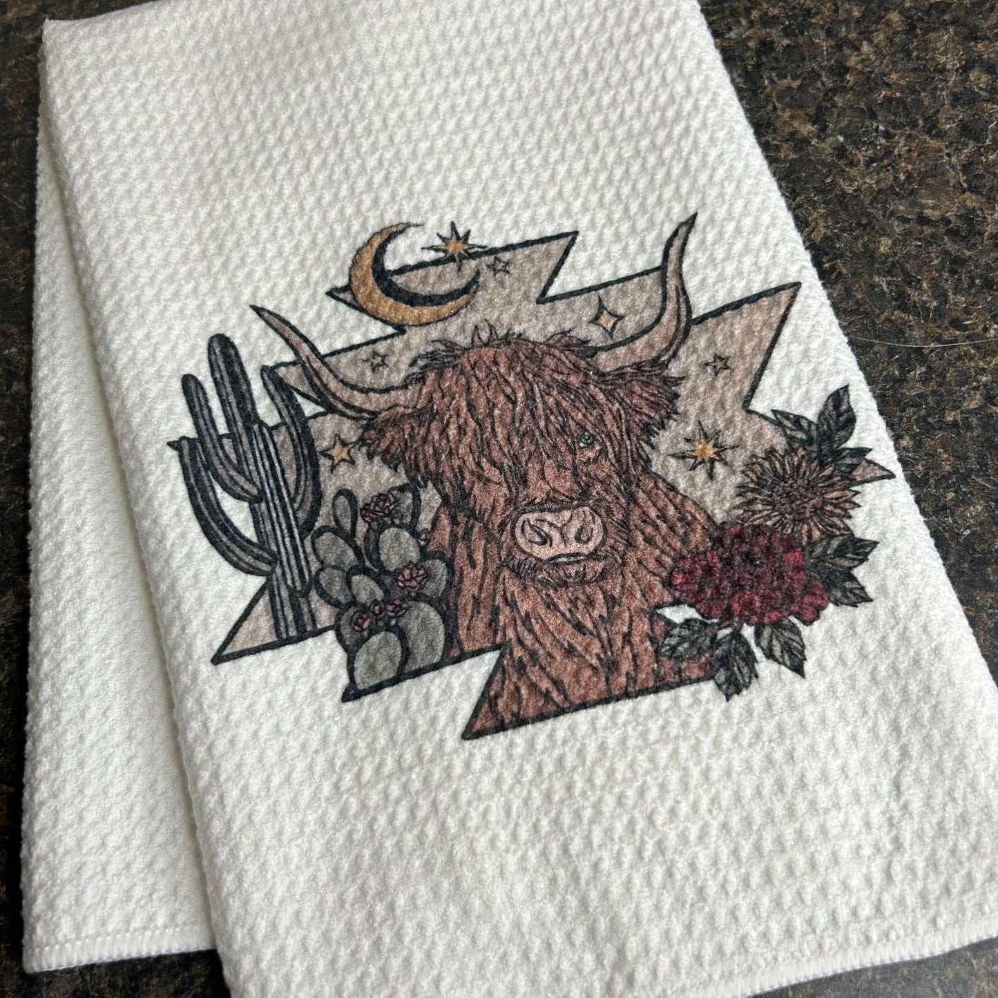 Western Highland Cow Kitchen Towel