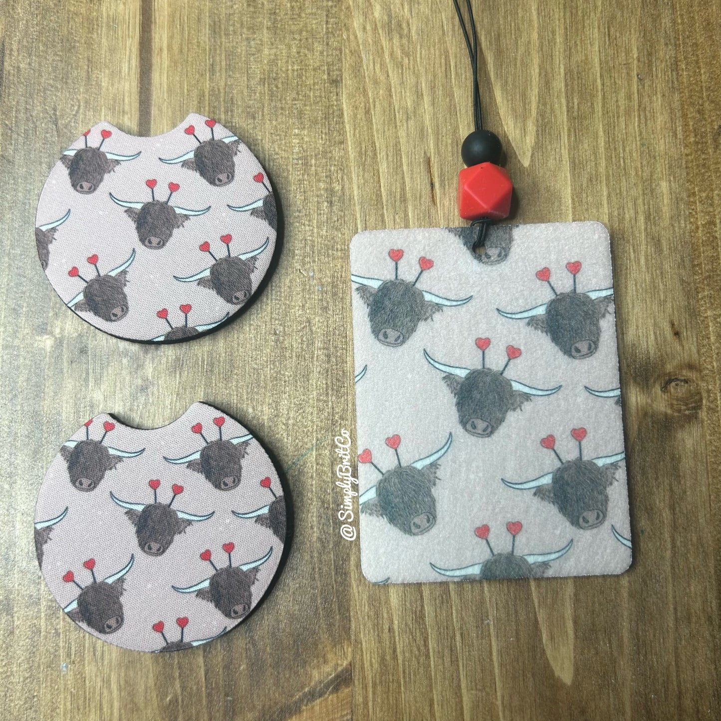 Highland Cow LOVE Freshie and Car Coaster