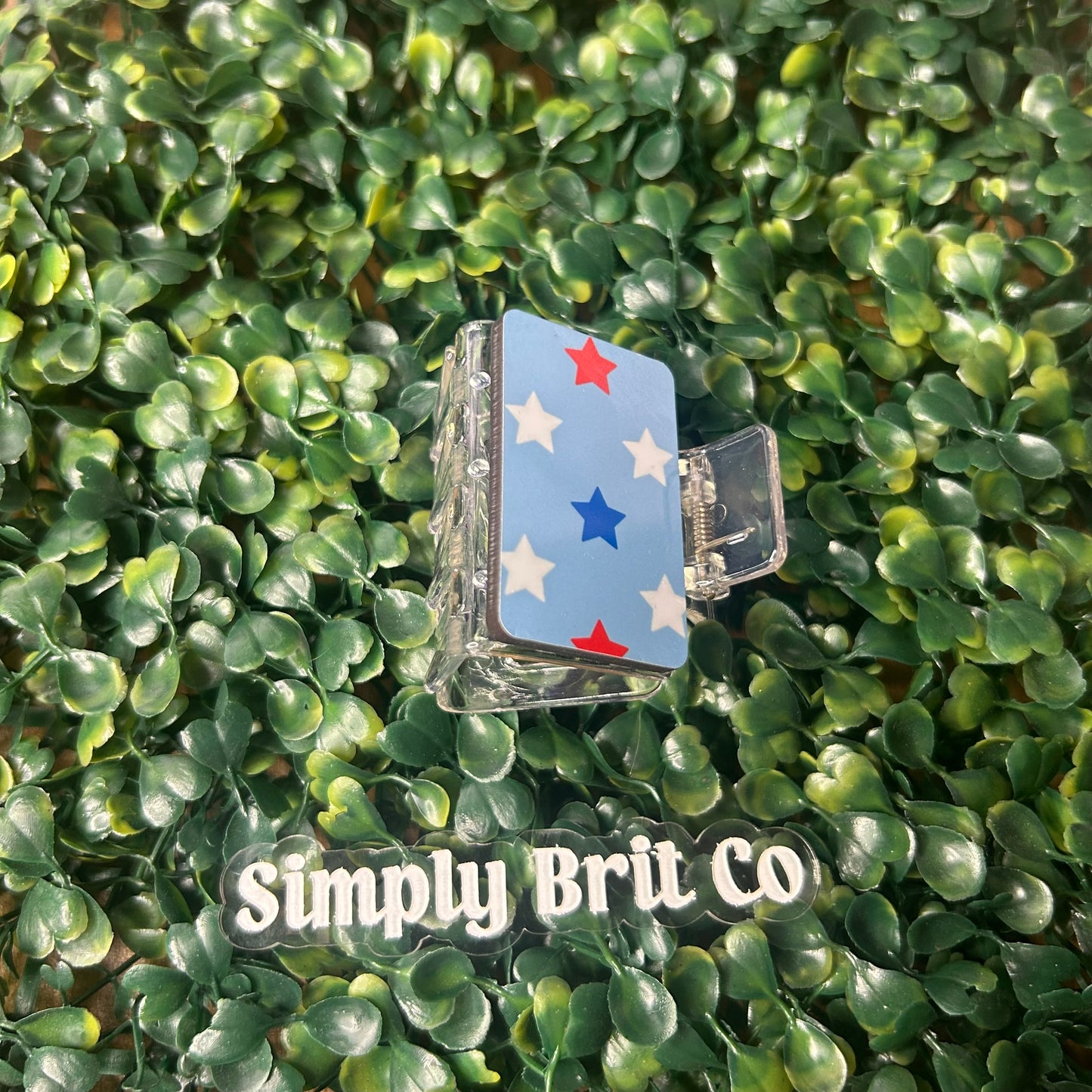 Blue Small Claw Clip With Stars