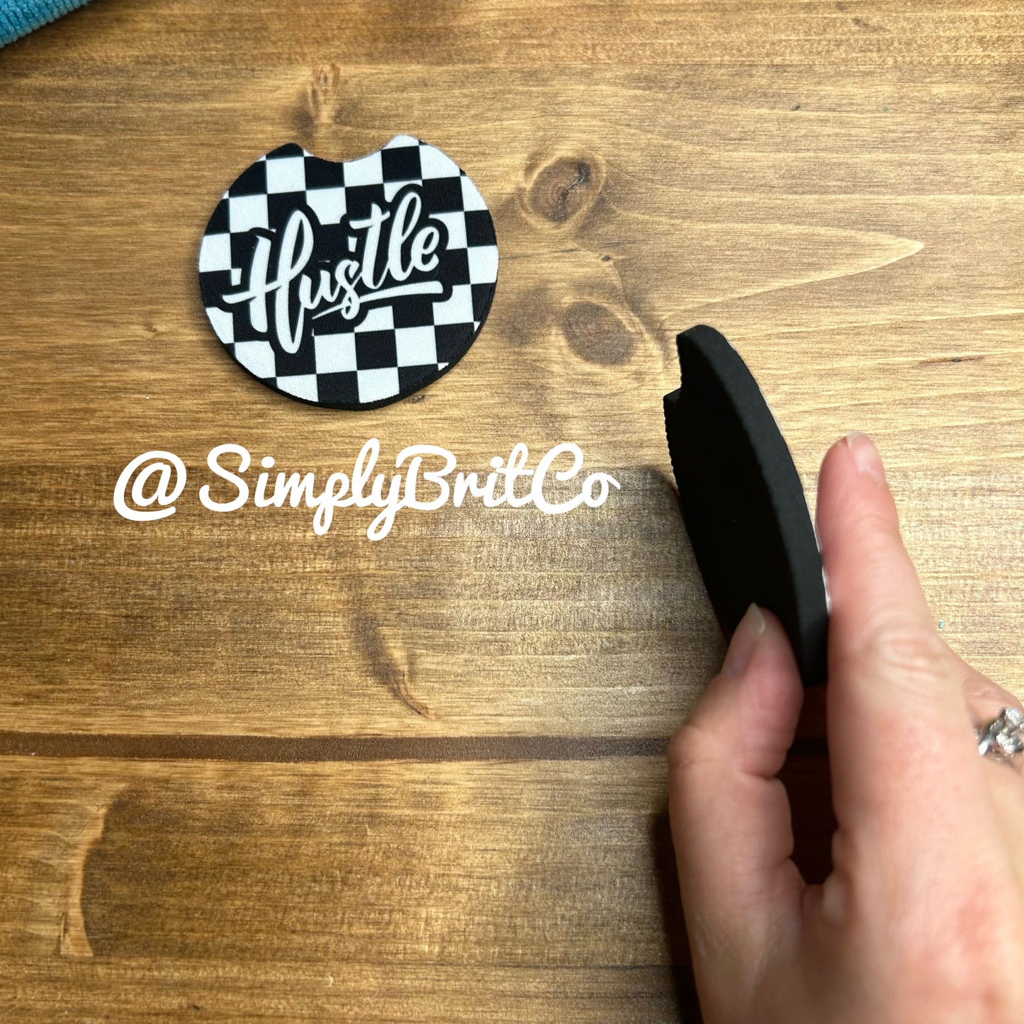 Black and White Checkered Hustle Set of 2 Car Coasters