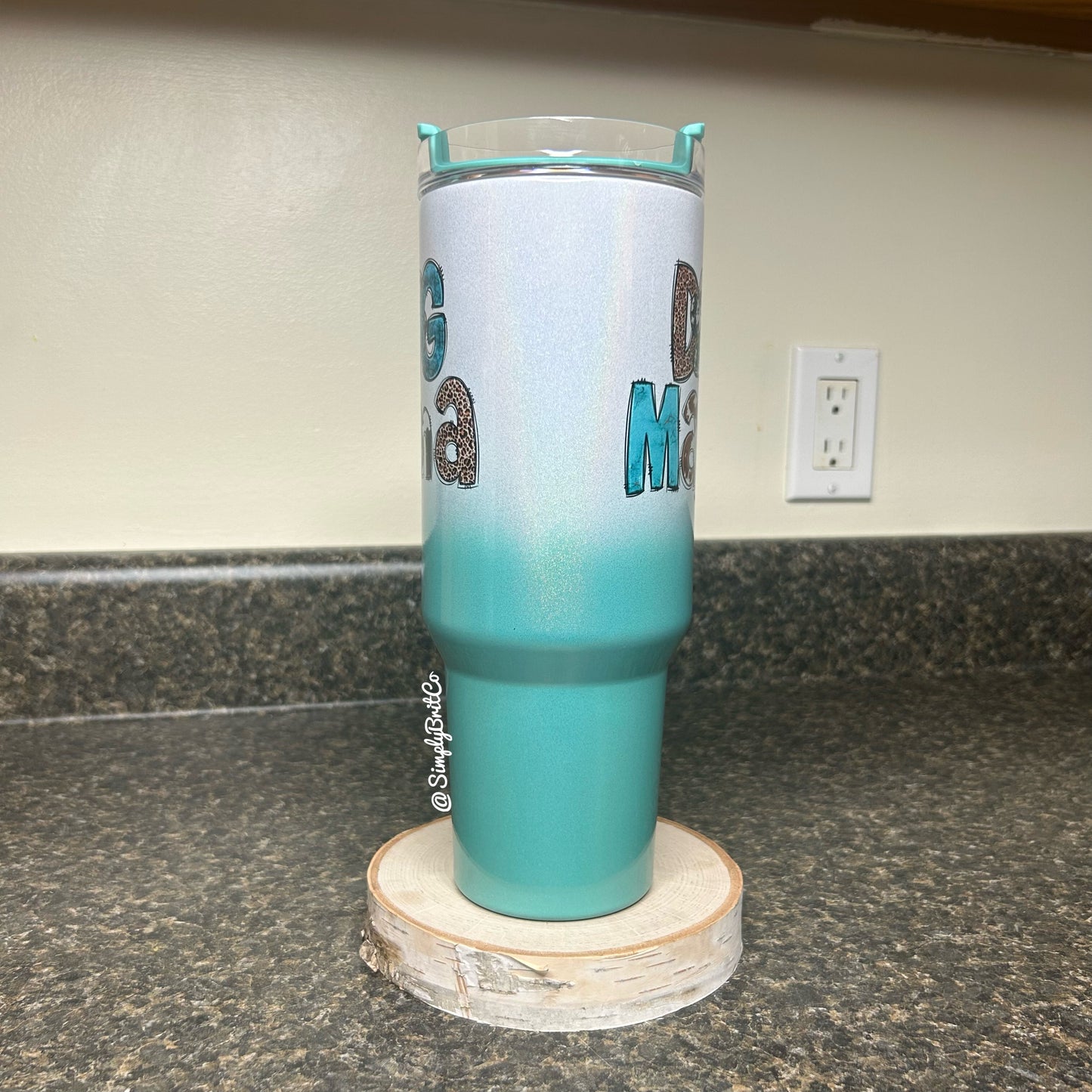 Dog Mama 40oz Tumbler | Shimmer Ombre | Cow | Teal
