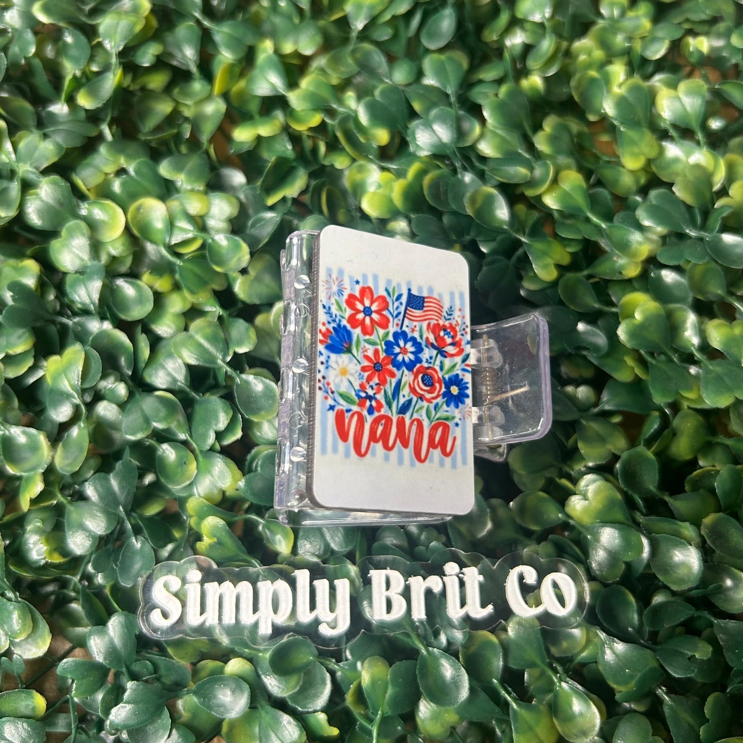 Flowers and Flag Name Small Claw Clip