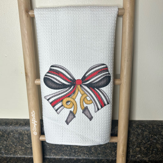Back the Red Coquette Bow, Firefighters Kitchen Towel