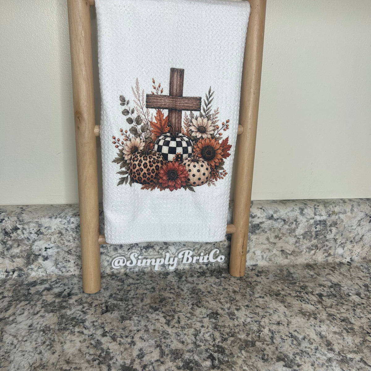 Cross and PumpkinsnFall Kitchen Towel