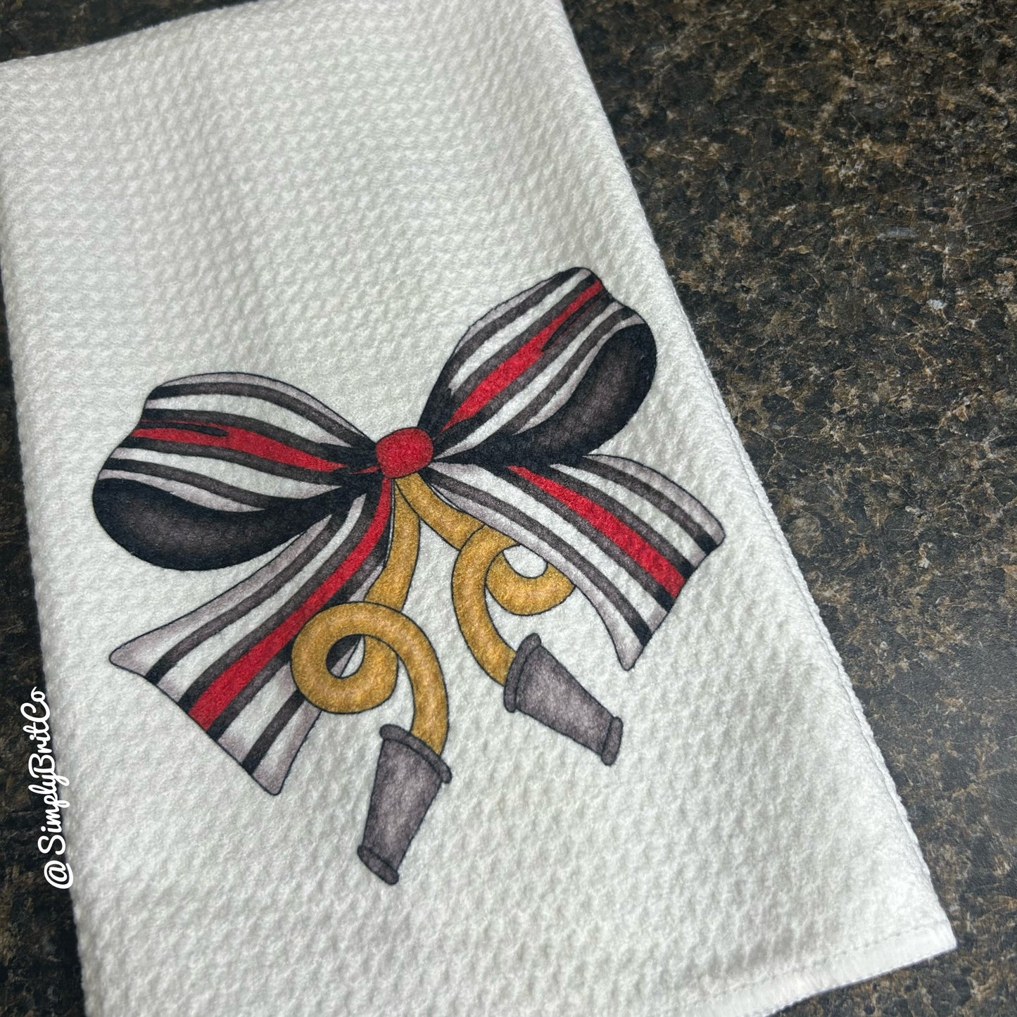 Back the Red Coquette Bow, Firefighters Kitchen Towel