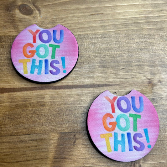 You Got This Set of 2 Car Coasters | Encouragement