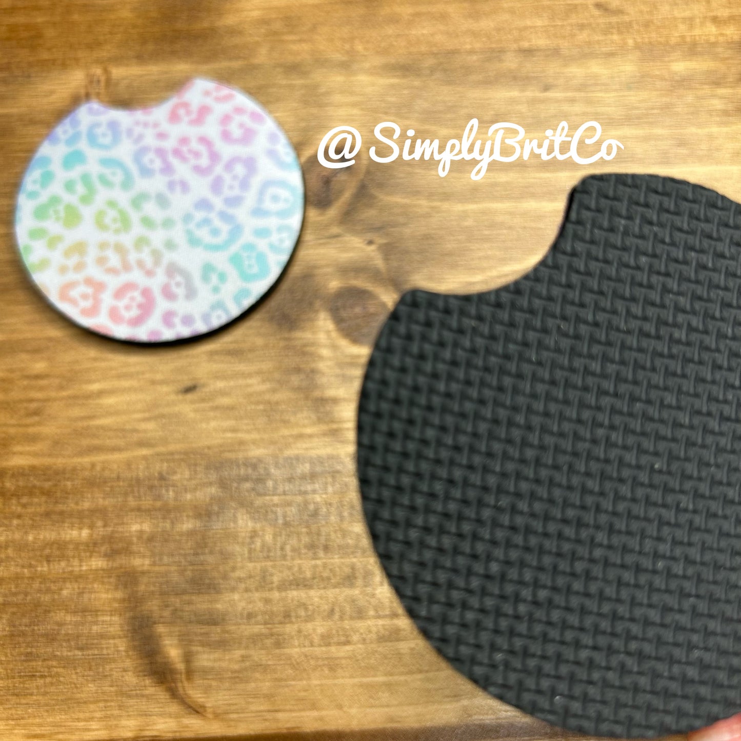 Light Multi Colored Cheetah Set of 2 Car Coasters