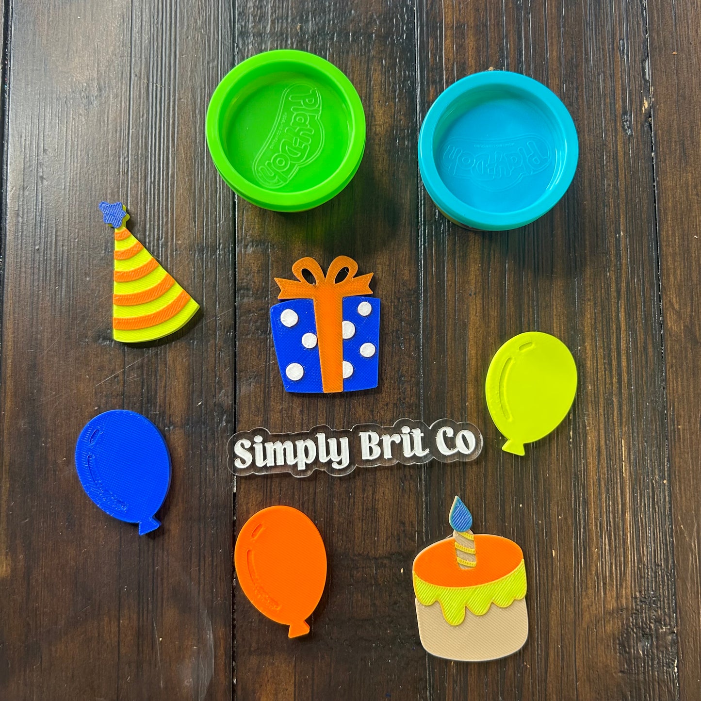 Orange and Blue Birthday Bash Playdough Bucket Kit