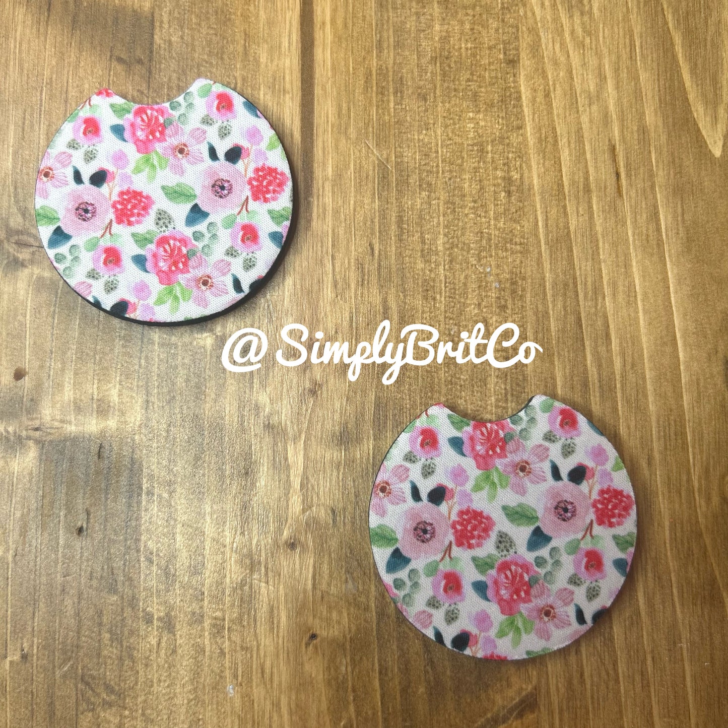 Pink Floral Freshie and Car Coaster